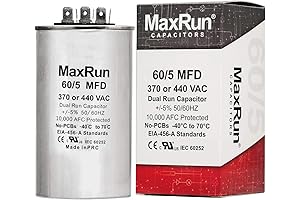 MAXRUN 60/5 MFD uf 370 or 440 Volt VAC Round Motor Dual...