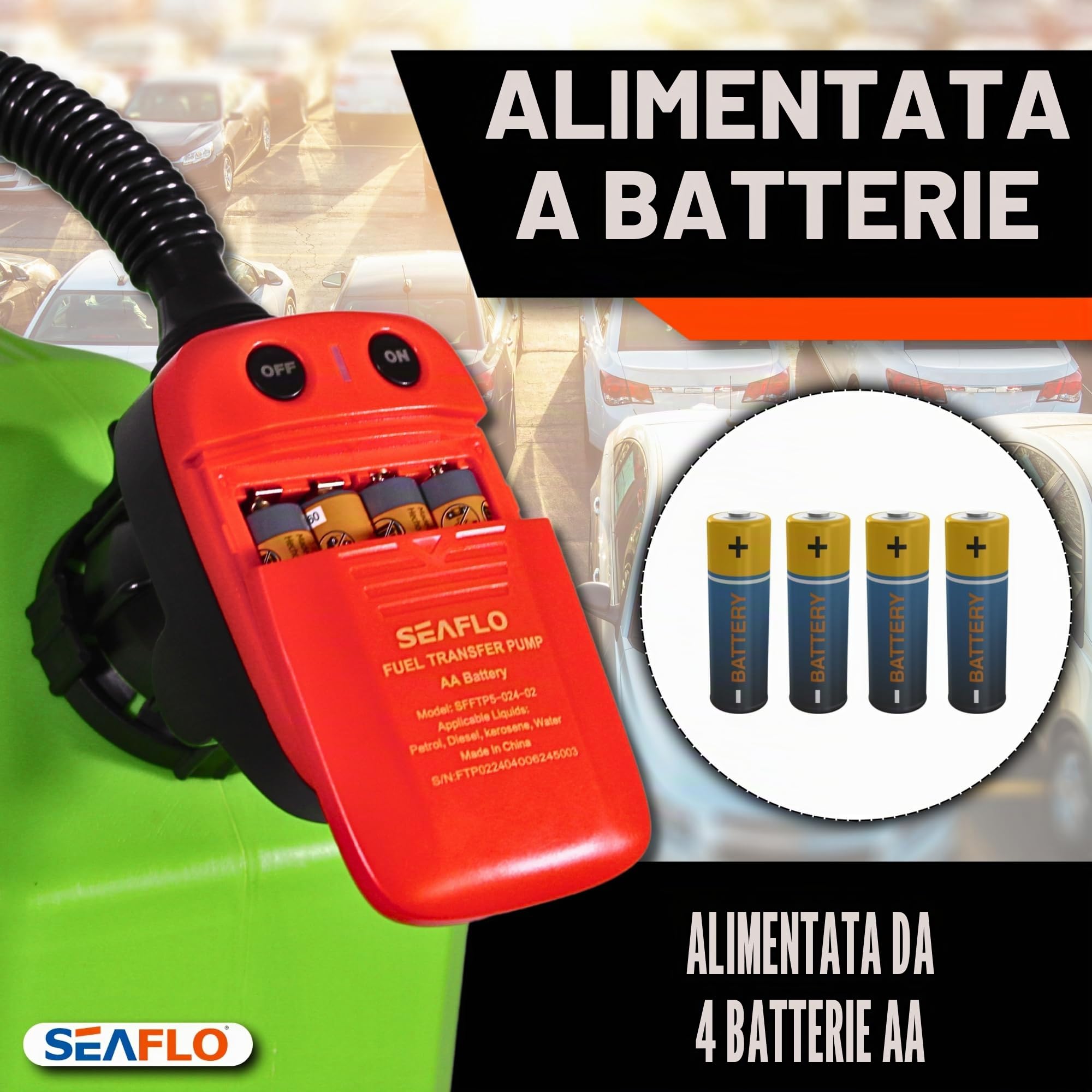 SEAFLO 552135 Pompa di TRASFERIMENTO AUTONOMA per Carburante, Olio, Acqua, Adblue, 9L/MIN