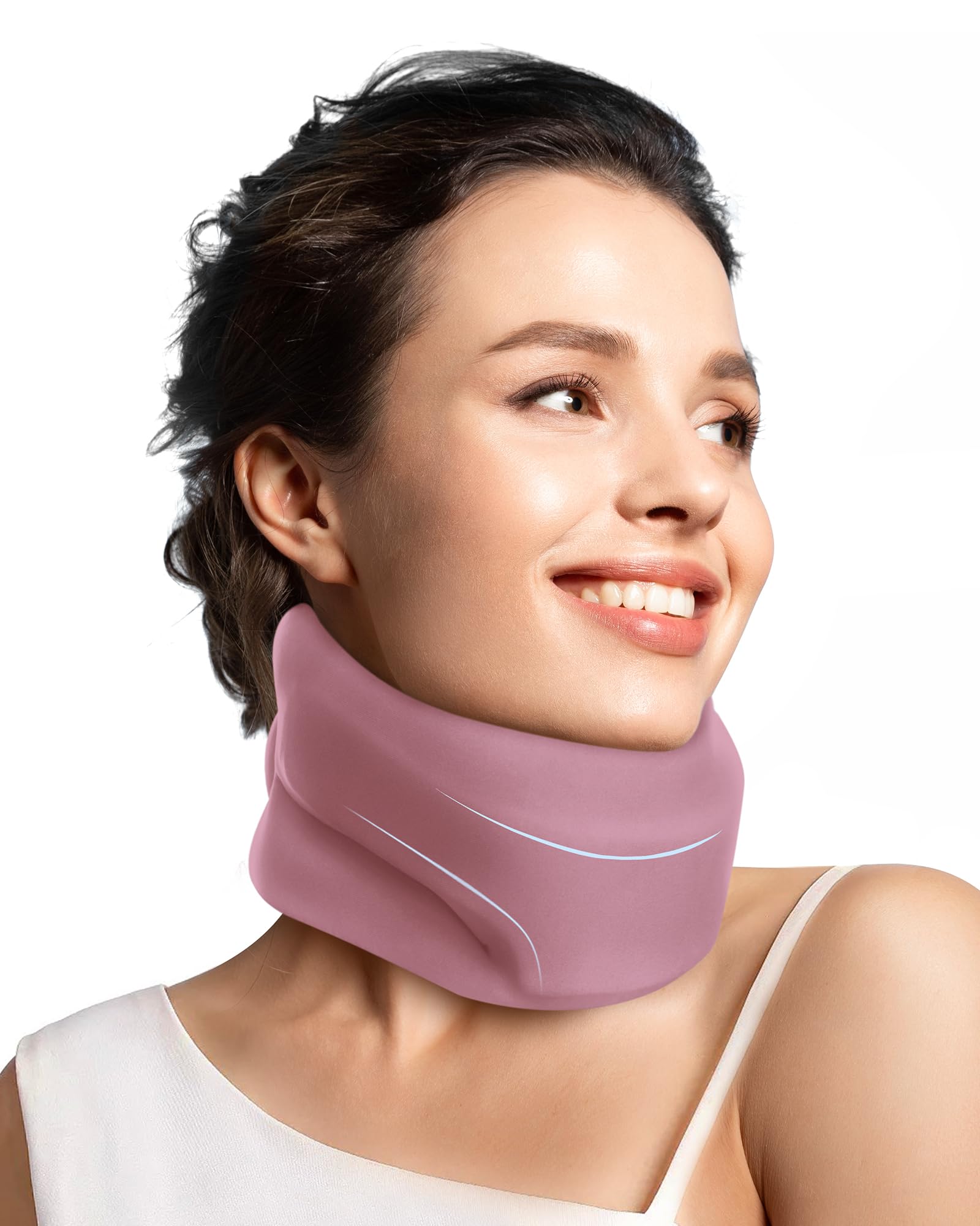 BETOVIN Nackenstütze gegen Nackenschmerzen, Weiche & Verstellbare Halskrause für Schlafen, Neck Support zur Unterstützung der Halswirbelsäule Druckentlastung, für Frauen und Männer(Magenta, S)
