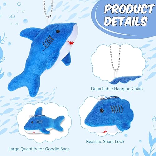Vista 4 de Chalyna Mini peluche de tiburón suave, juguetes de peluche de tiburón, recuerdos de fiesta a granel, juguetes pequeños de animales del océano
