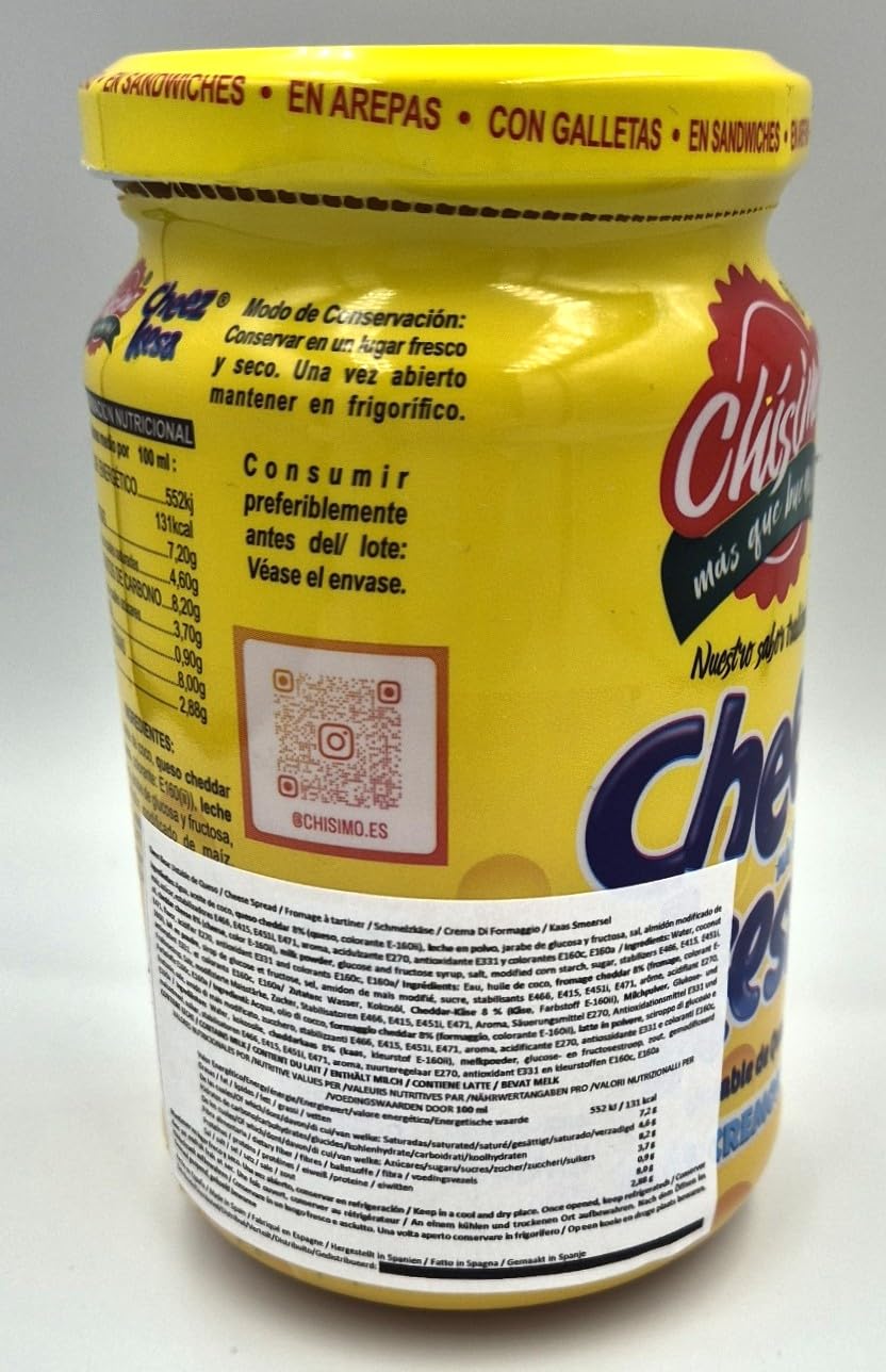 Chísimo. Cheez Kesa Venezuela. Untable de Queso Cheddar. Envase de 340 ml