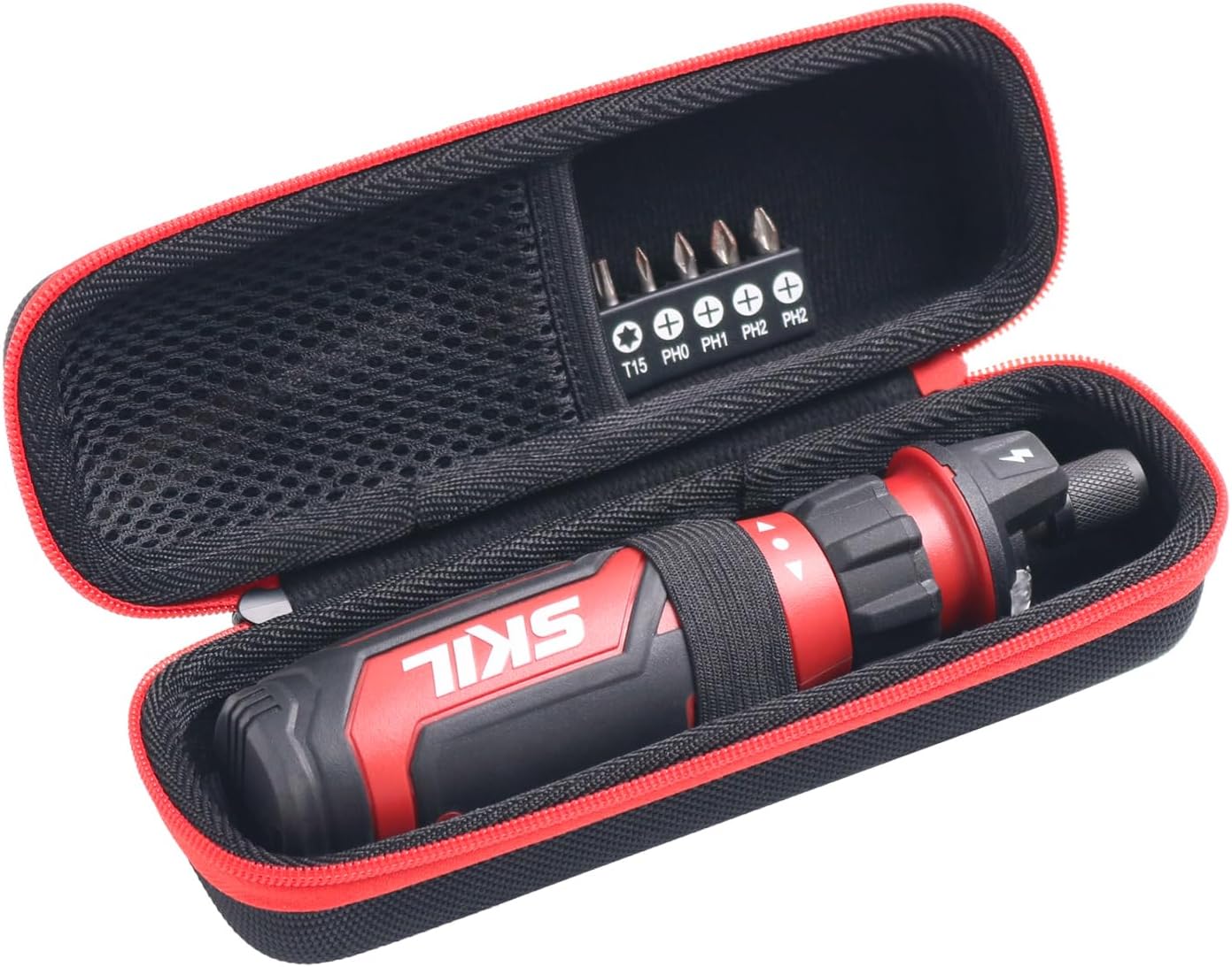 Hard Case Compatible with SKIL Rechargeable 4V Cordless Screwdriver(Black&Red)