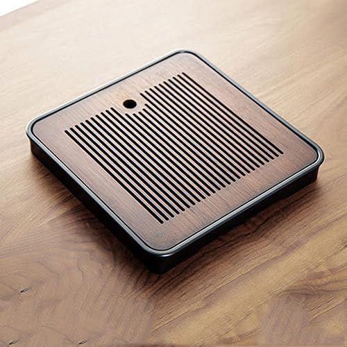 Bandeja de té de bambú de Gongfu chino de 11 pulgadas con almacenamiento de agua para el juego de té de Kungfu de China (nuez)