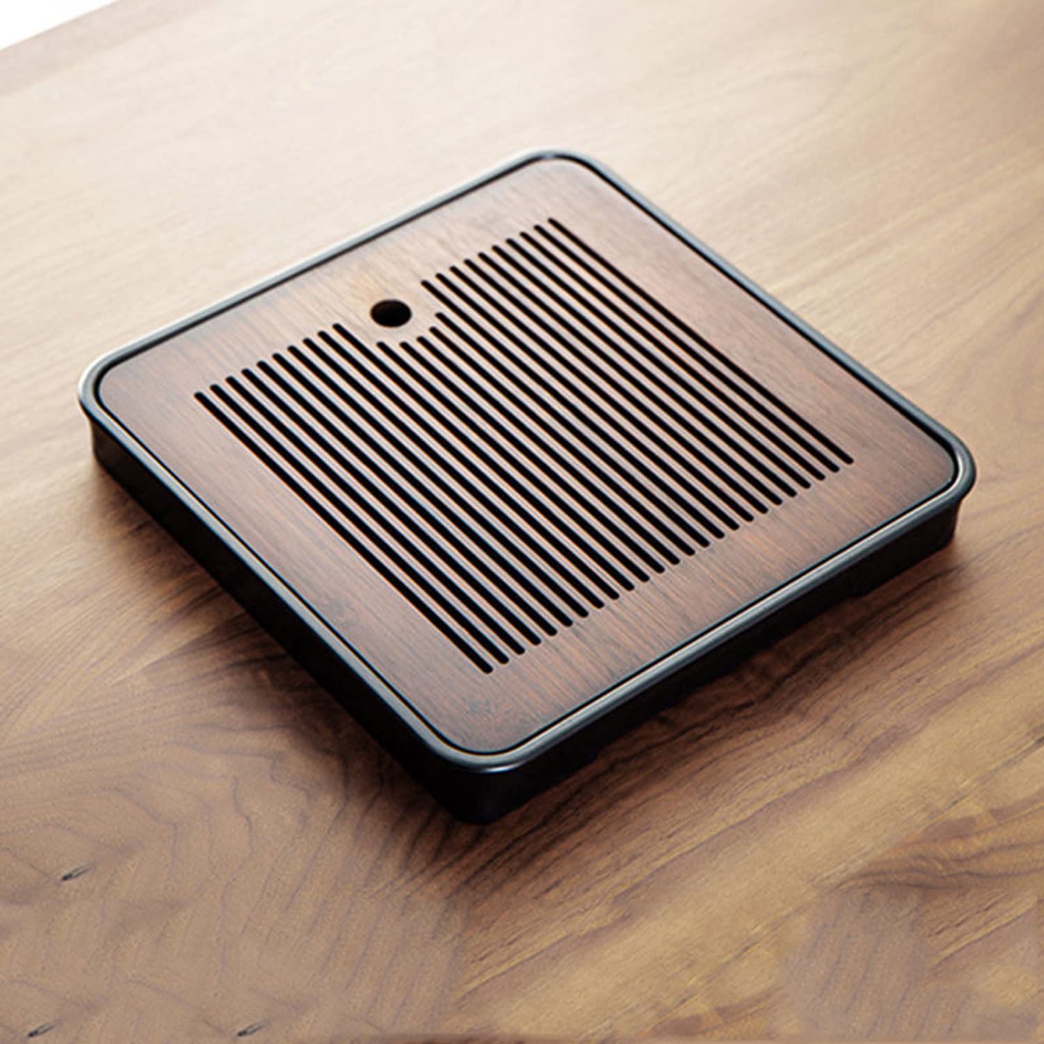 Dwysswyd 11 Inch Bamboo Chinese Gongfu Tea Tray With Water Storage for China Kungfu Tea Set (walnut（1）)