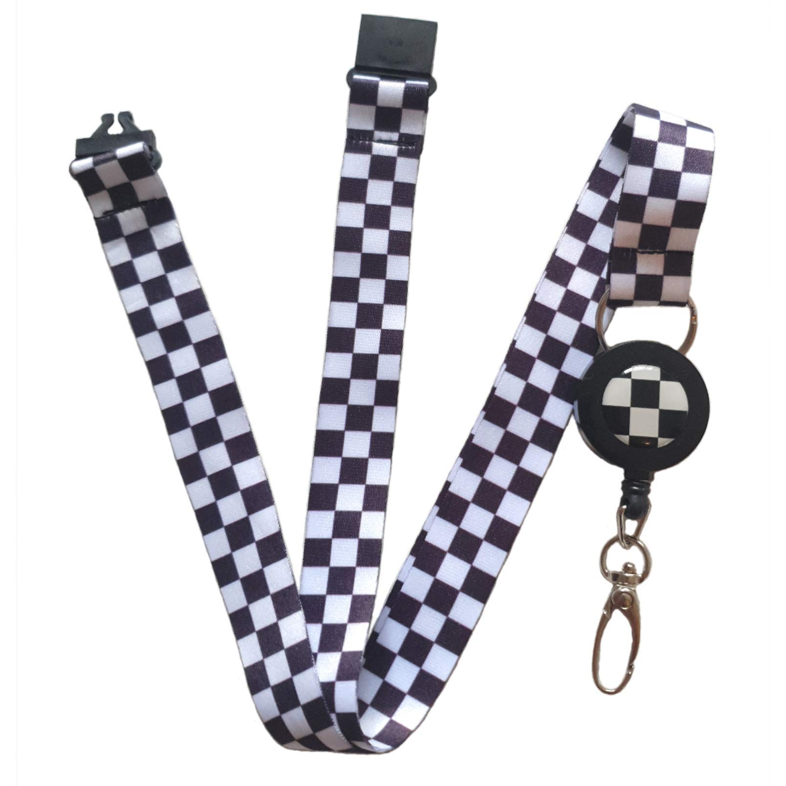 Spirius Retractable Checker Plaid Retractable Lanyard Neck Strap For Id Card Badge Holder With Safety Clip Breakaway (Retractable Checker Plaid)