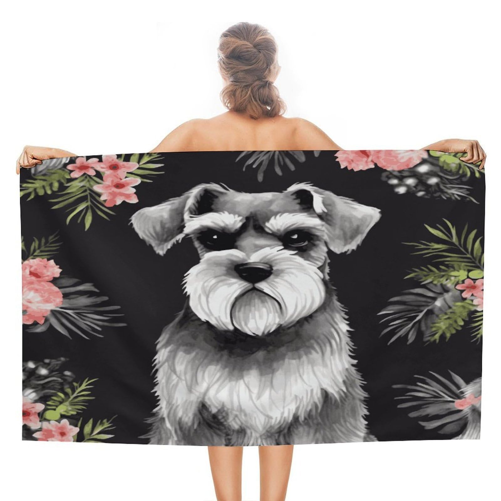 FekiLoot Schnauzer Beach Towel Absorbent & Quick Dry Pool Towels 31 X 51 Inches Extra Large Sandfree Beach Blanket Towels Soft Lightweight Travel Towel for Swim Yoga Camping
