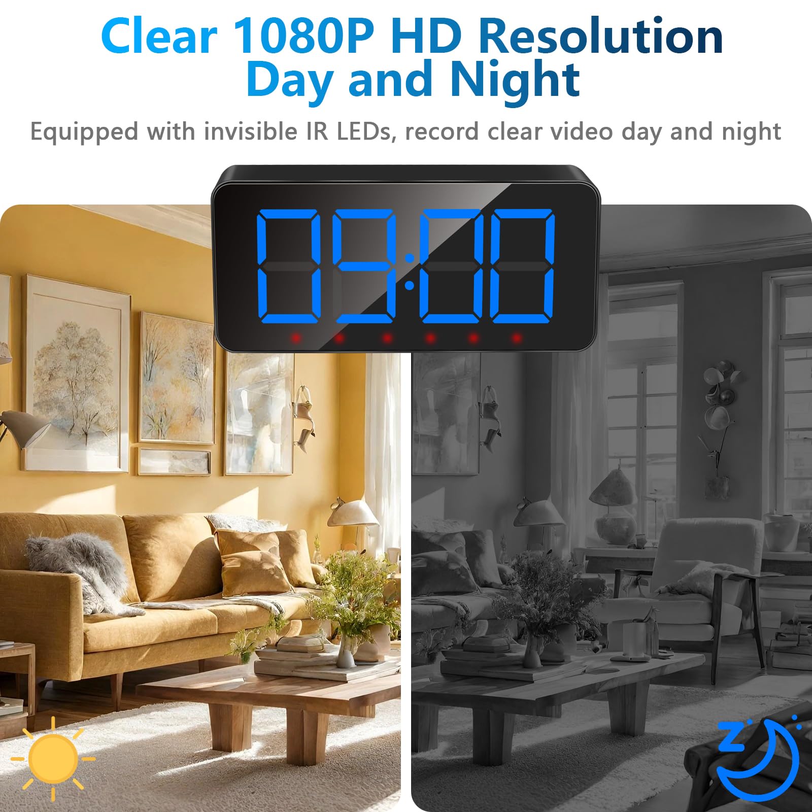Telecamera Nascosta Spia WiFi, Dual Band Microcamera Spia Senza Fili, 1080P HD Spy Cam Orologio Videocamera Telecamera di Sicurezza con Visione Notturna IR Rilevamento di Movimento Controllo Tuyasmart