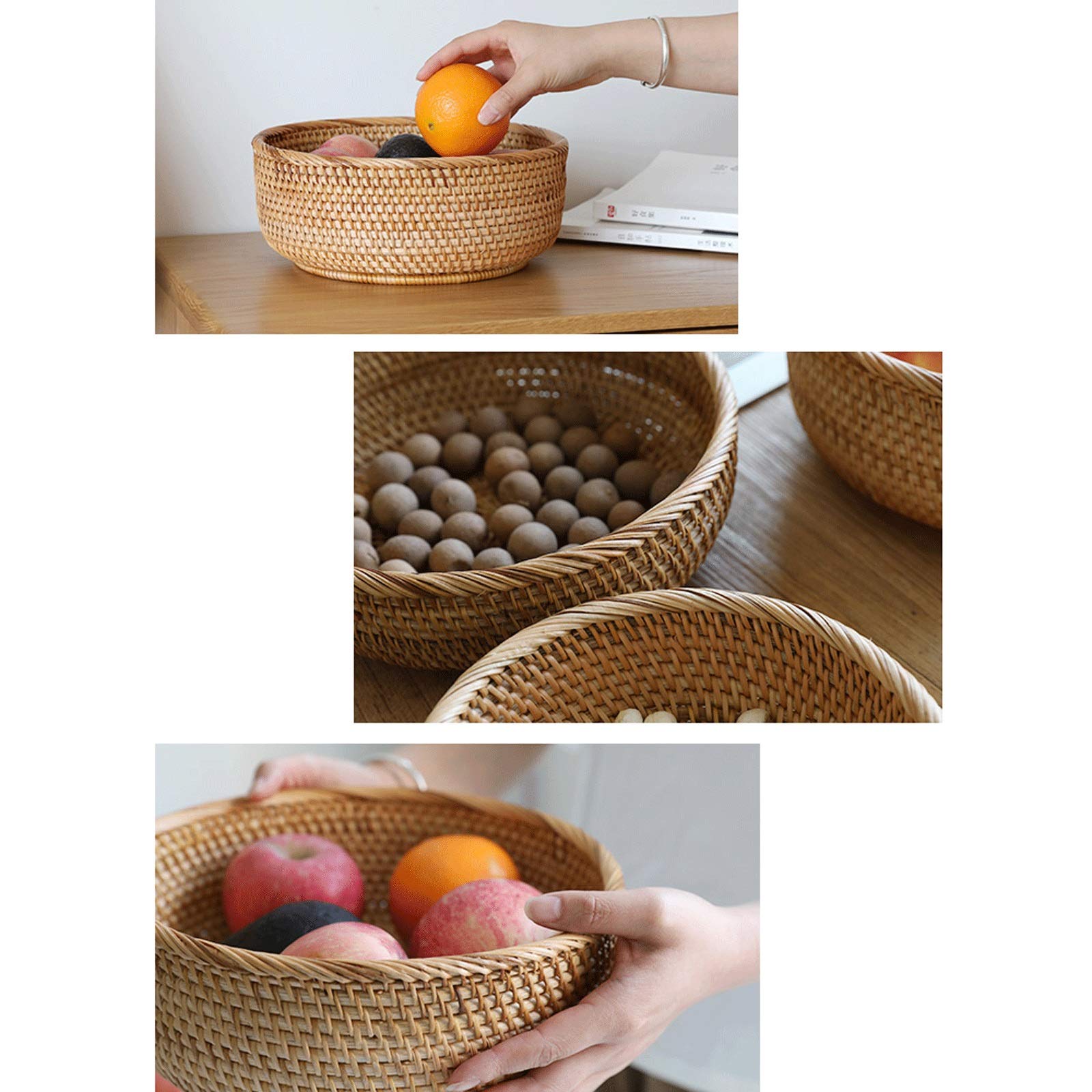 Panier à Fruits Rond 26,5 X 26,5 X 13,5 Cm - Organisateur Comptoir Cuisine Portable Pour Fêtes Et Service