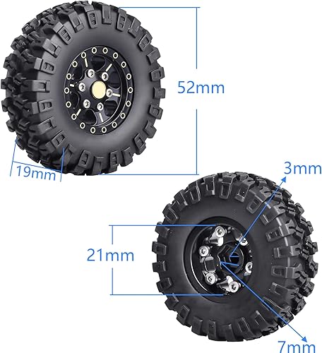Miniatura 2 de Hobbypark Ruedas y neumáticos Beadlock de latón 1.0 para Traxxas TRX4M Piezas de actualización Axial SCX24 124 RC Crawler Reemplazo (paquete de 4)