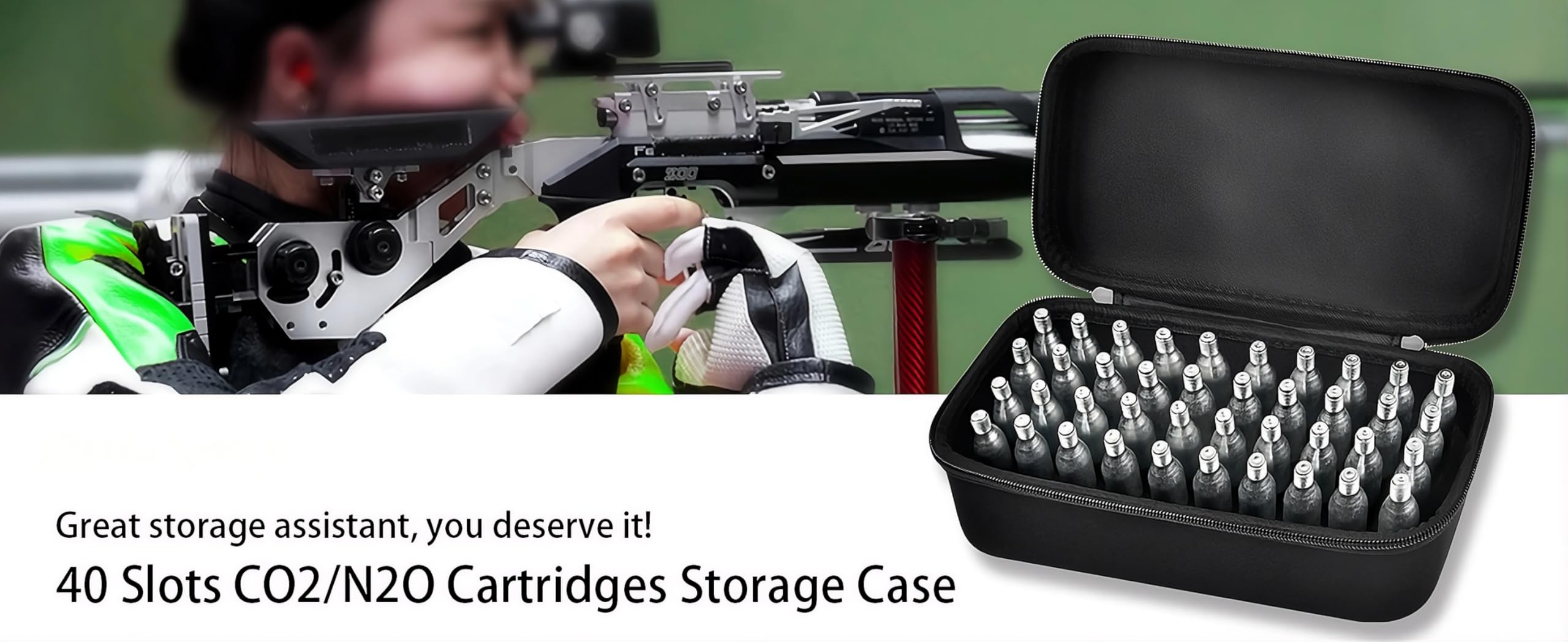 Estuche para Cartuchos CO2 40 Slots Caja Organizadora Compatible con Crosman Umarexs Leland Resistente a Golpes