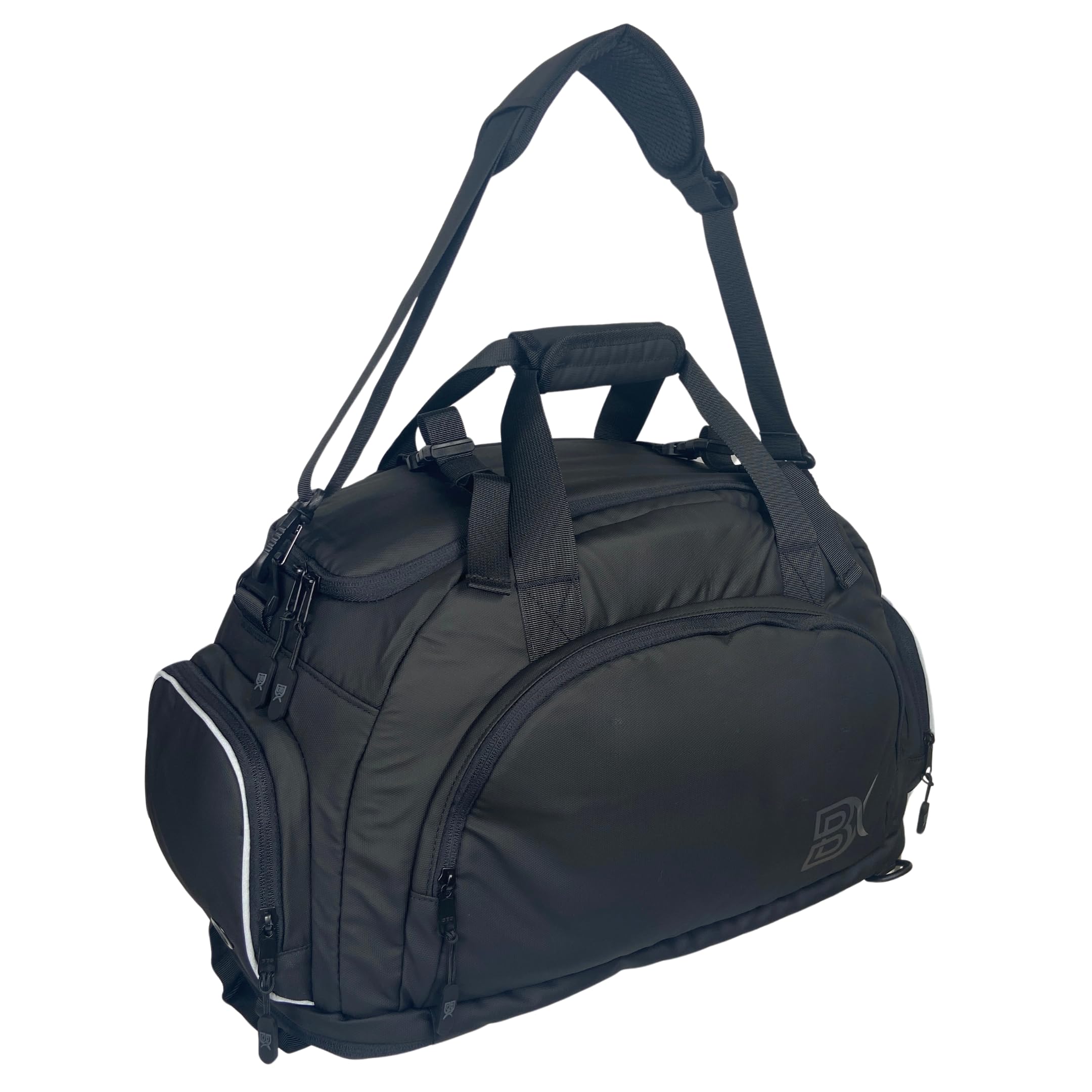 Sports Gym Bag with Shoe and Wet Pocket, Laptop Compartment, Men's and Women's Holdall Premium Finish Satin Black.