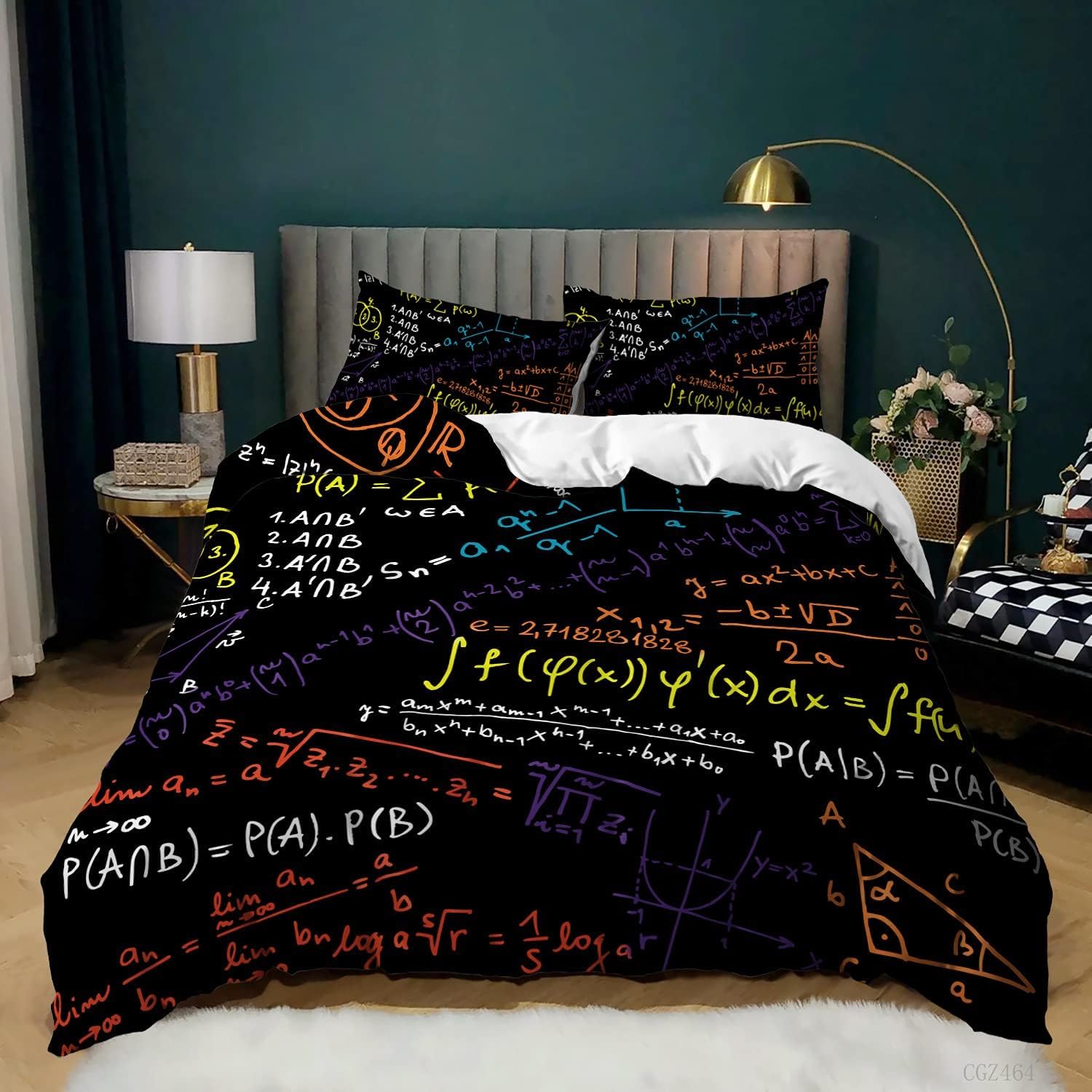 LMMSMGS Super King Size Duvet Cover Maths Bedding for Kids Aldult with Zipper Closure Soft Hypoallergenic Microfiber Duvet Cover 102.3"x 86.6" + 2 Pillowcases 19.7"x 29.5"