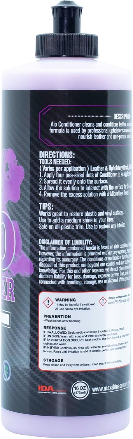 Maxshine 16oz All-in-One Premium Leather Conditioner & Cleaner – Detailing Solution for Car Seats, Sofas, Chairs & More – Safe for Leather, Vinyl & Plastic Surfaces