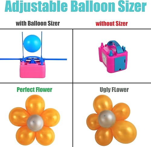 Miniatura 5 de Party Zealot Inflador eléctrico de globos doble con bomba de aire de tamaño de globos enchufe estándar de EE UU para arco de globos soporte de