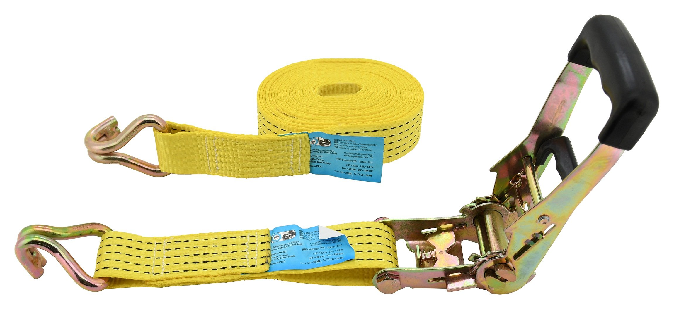 COMPASS 02251 Lashing Strap with Ratchet and Hook 5t 50 mm 6 m TÜV
