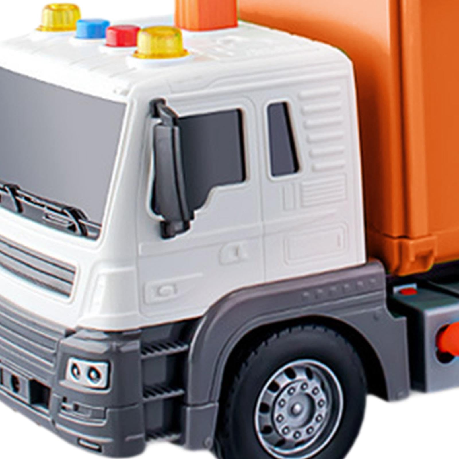 Camion della Spazzatura Giocattolo con Funzione di Ribaltamento, Accessori per La Raccolta Differenziata, Luci E Suoni – Adatto Ad attività Sensoriali, Arancia