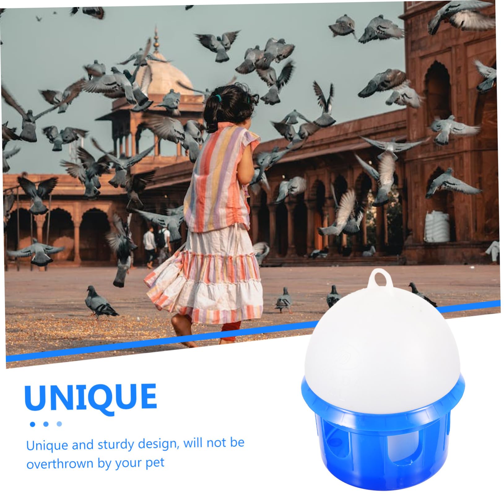 Bebedero de Agua para Aves Automático 4l Plástico Azul | Diseño Redondo, Pieza Desmontable, Uso Sencillo, para Aves y Pichones, Formato Exterior