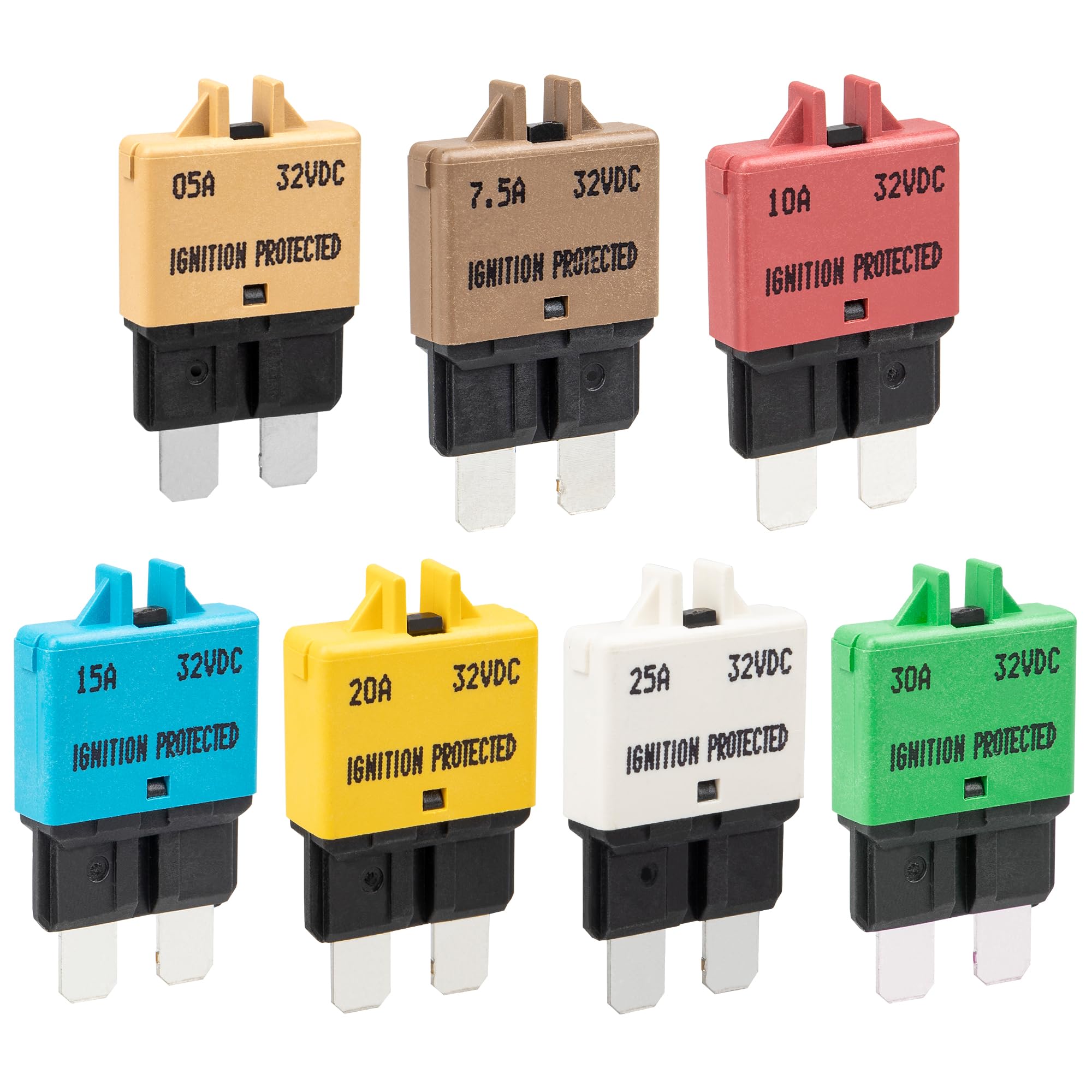 NuIth Mini Fuse Breakers - 7 Pack, Resetable DC Fuses -1