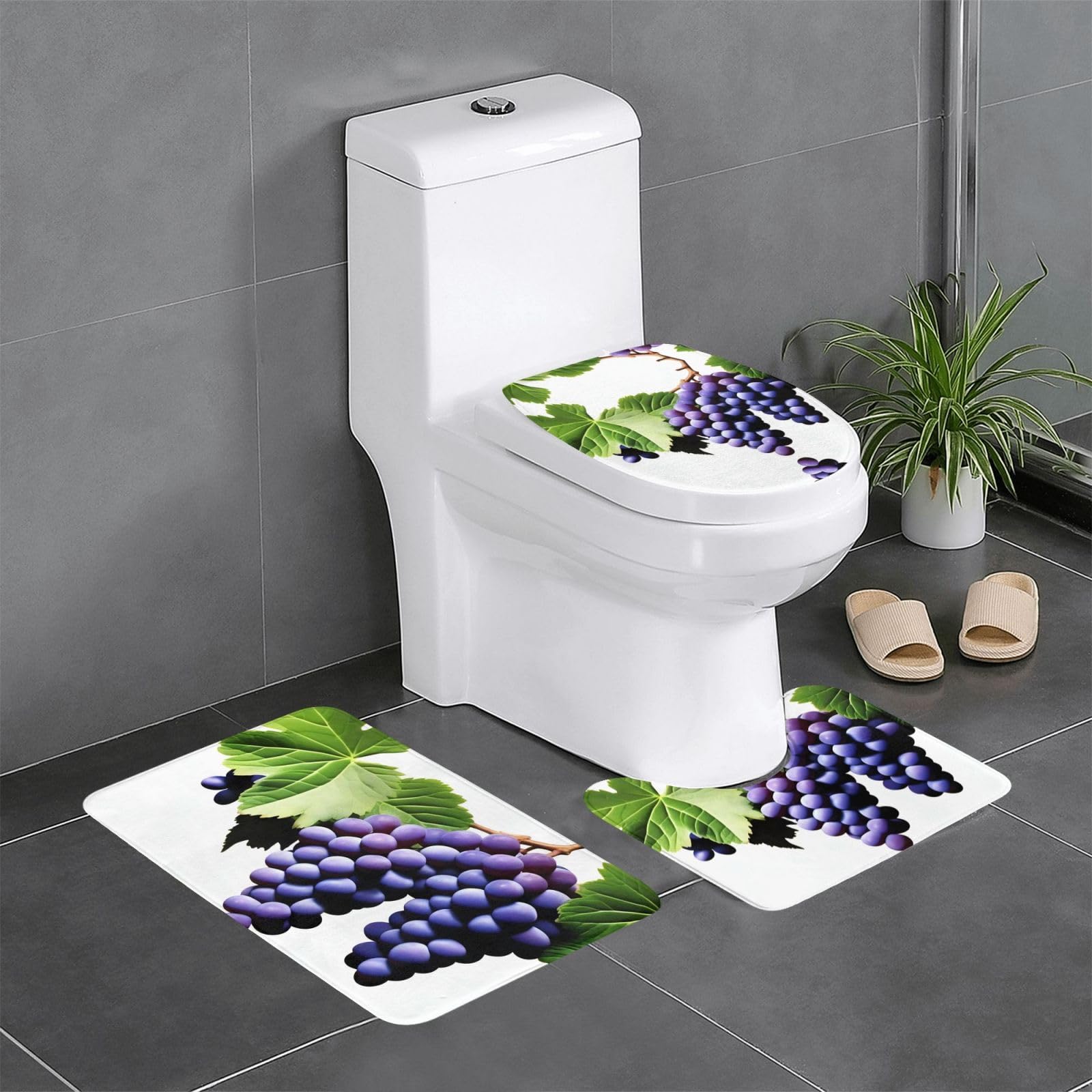 Tapis de salle de bain lot de 3 antidérapants 61x40,6 cm faciles à nettoyer pour toilettes