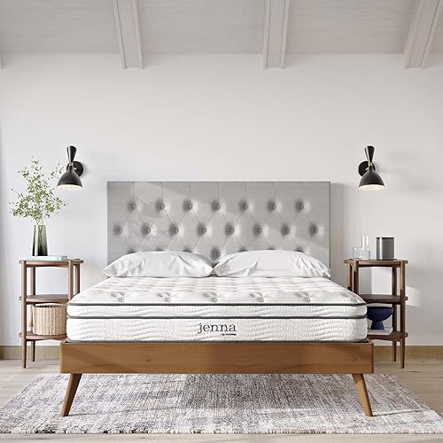 Miniatura 8 de Modway Jenna - Colchón King de muelles interiores (8 pulgadas), Tela, Blanco
