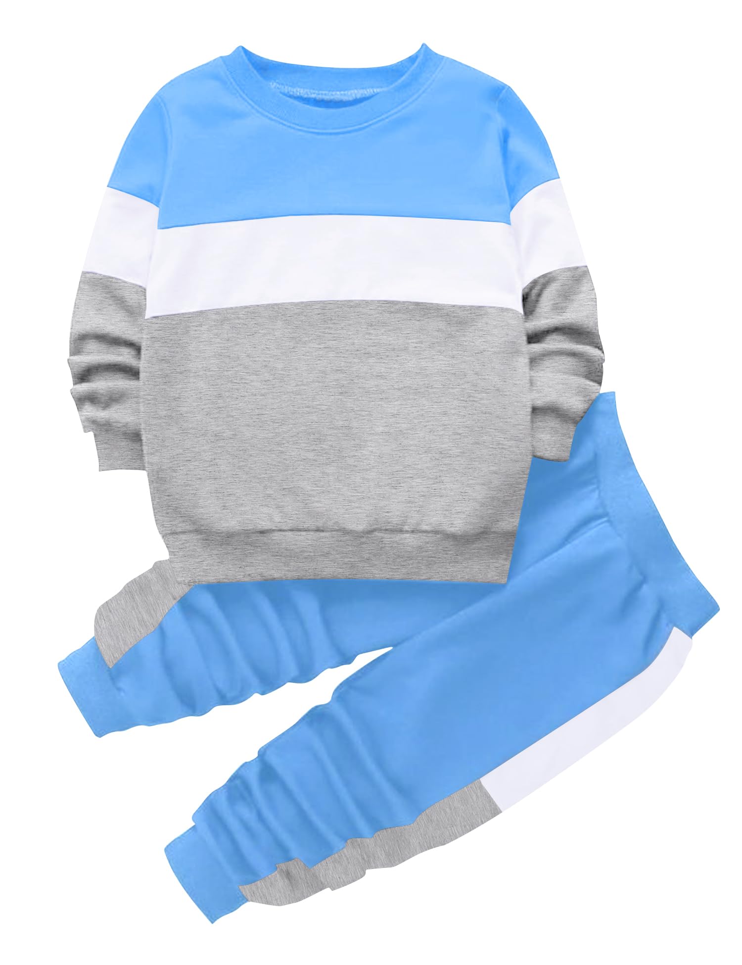 Babioboa Boy's 2 Piece Active Tracksuit Sets Casual Pullover Sweatsuit Color Block Long Sleeve Sweatshirts &amp; Jogger Pants