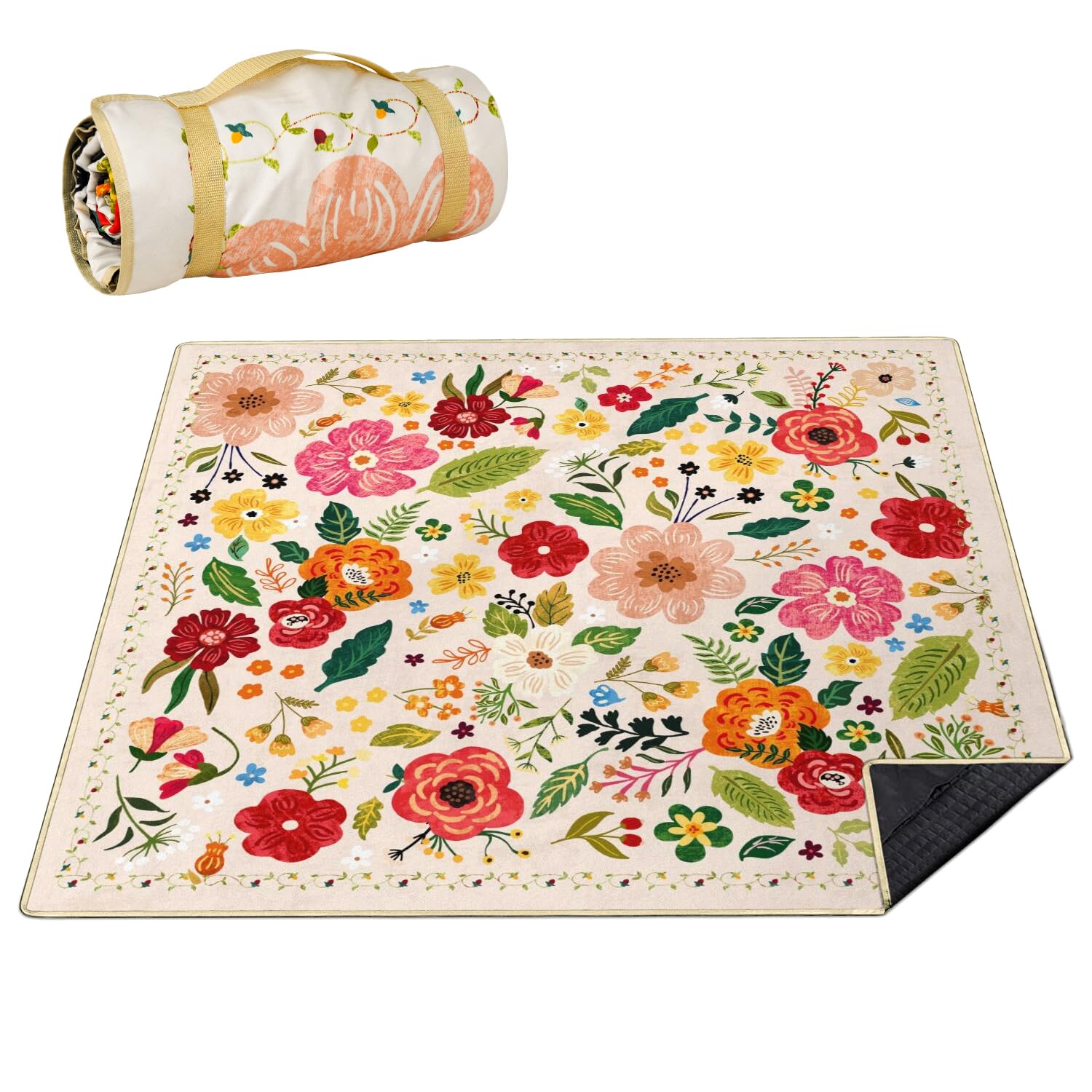 QDJGSDDGM Picnic Blankets Waterproof Foldable Extra Large,80"x 80" Outdoor Beach Blanket Sandproof,3-Layer Lightweight Handy Mat Tote Picnic Camping