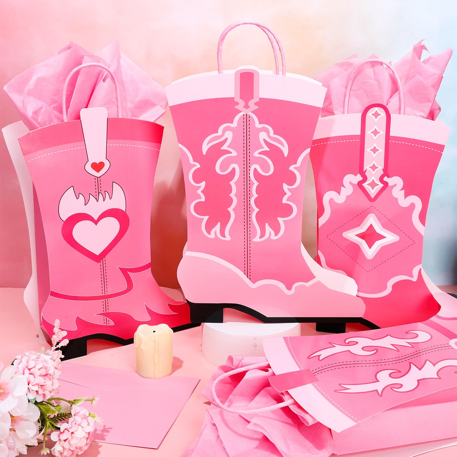 Set Portachiavi Cowgirl PRETYZOOM – 15 Pezzi Rosa, Stivali E Pentagramma – Regalo Fai Da Te E Addio Al Nubilato