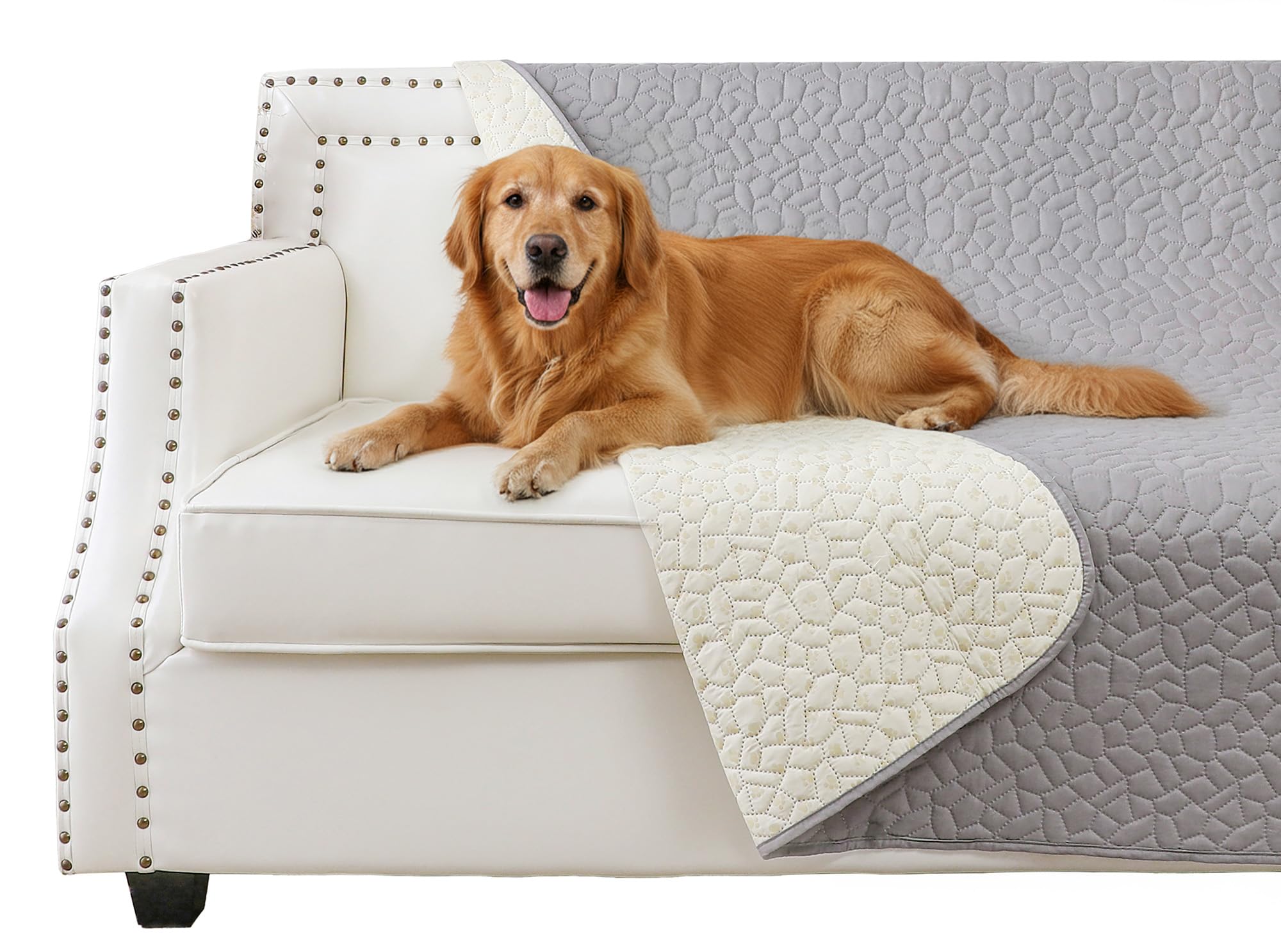 Secfeeling Waterproof Dog Blanket, Anti-Slip Pet Couch Sofa Cover Washable Bed Furniture Protector for Hair Resistant-52x82,Lightgrey