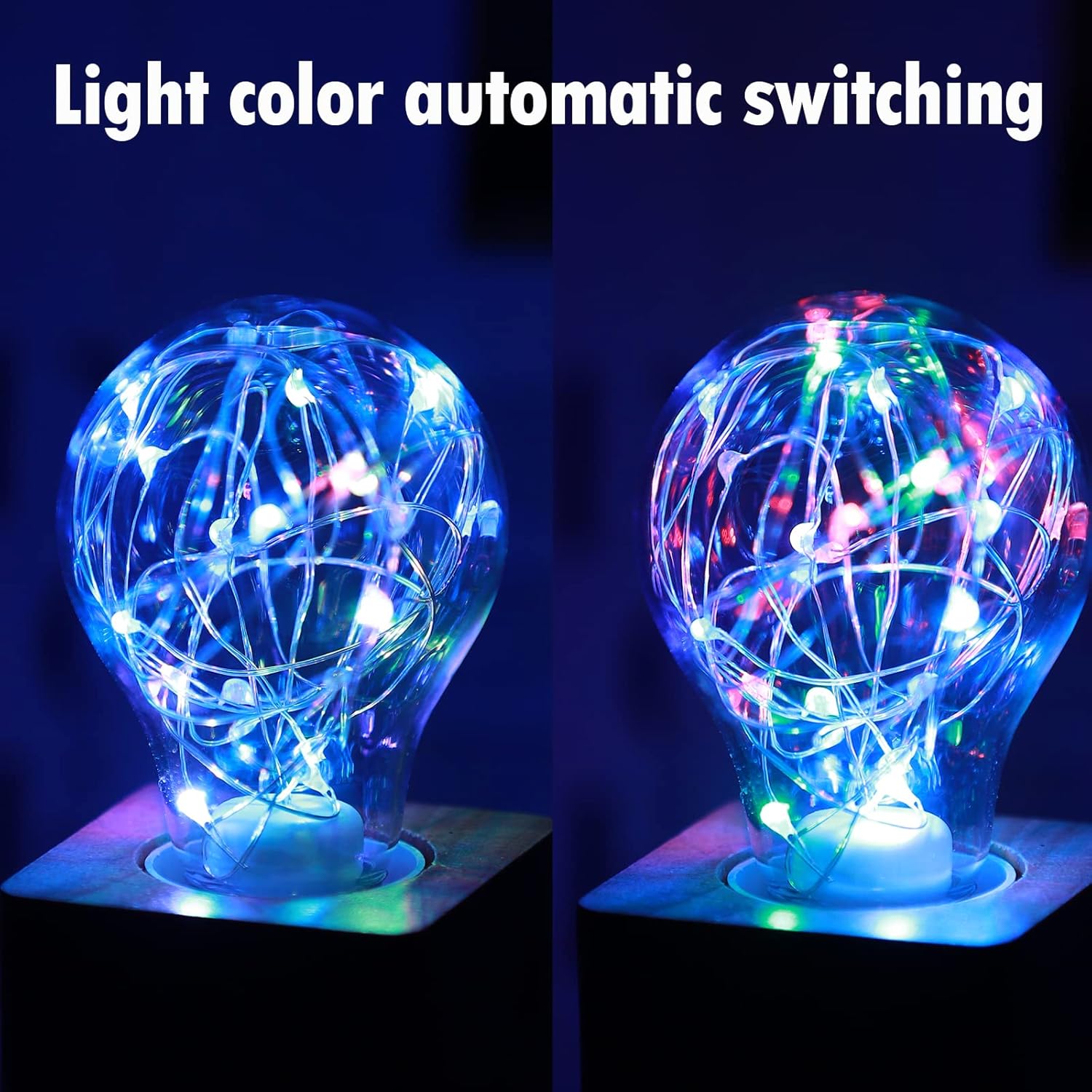 RGB Color Changing LED Fairy Light Bulbs, 15W Equivalent Cute Light Bulbs for Pendant Light Fixtures, Bedroom, Living Room, Christmas, Wedding, E26 Base, 4 Pack