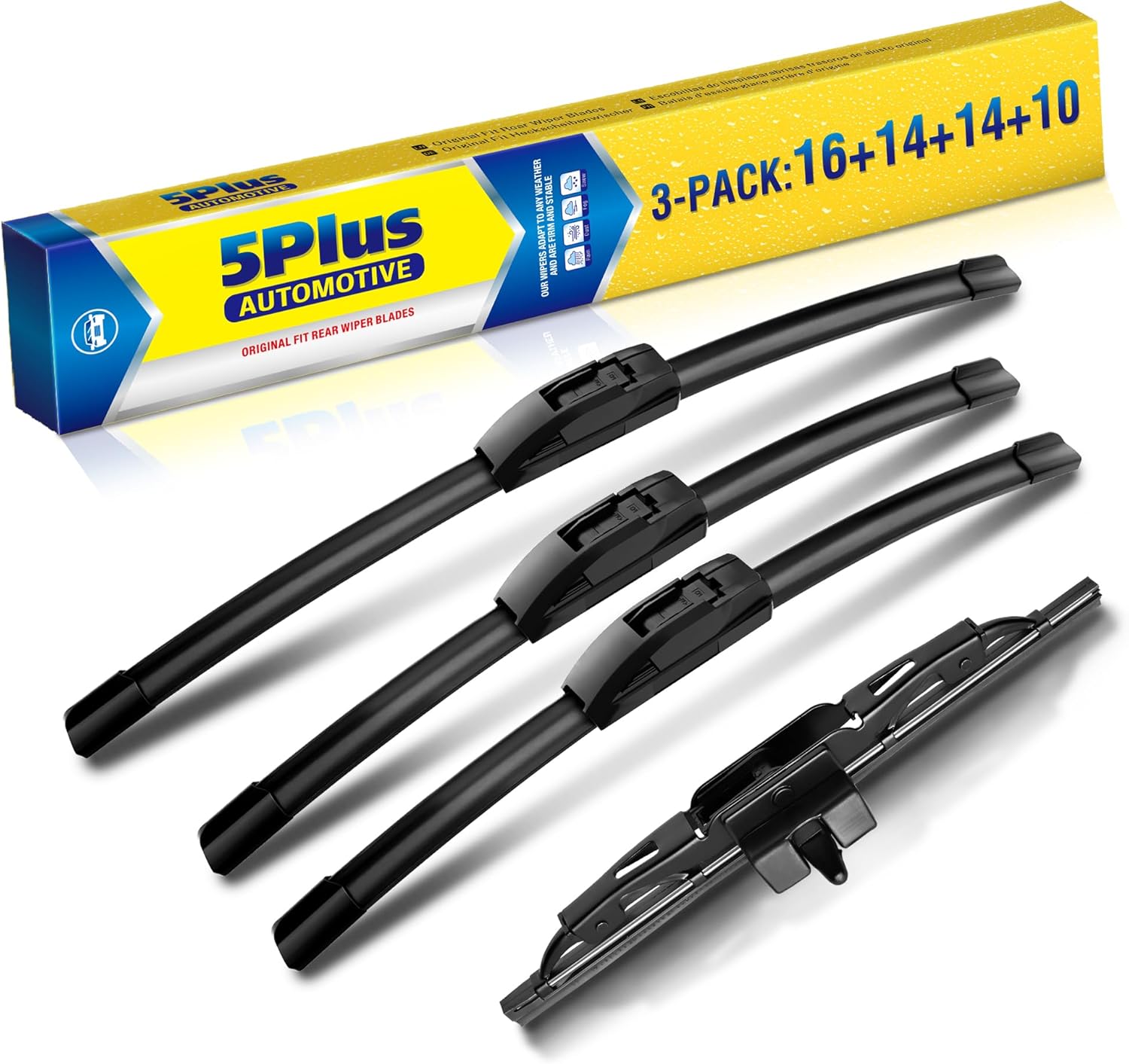 5PLUS 16+14+14+10" Windshield Wiper Blades for Toyota FJ Cruiser 2007-2014 - All-Season OEM Replacement Pack of 3