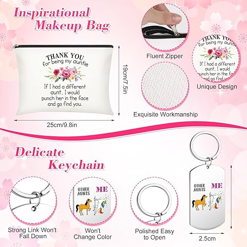 Miniatura 3 de Tioncy Juego de 3 piezas de regalo para tía para regalos de cumpleaños de Navidad, como una tía normal, pero más impresionante, taza de vidrio con