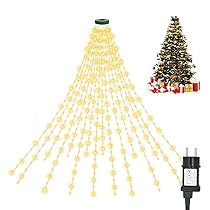 AGOTD Luci Albero di Natale 2,5 m, 16 Ghirlande 400 LED, Mantello 8 Modalità, Cascata per Interno Esterno, Bianco Caldo