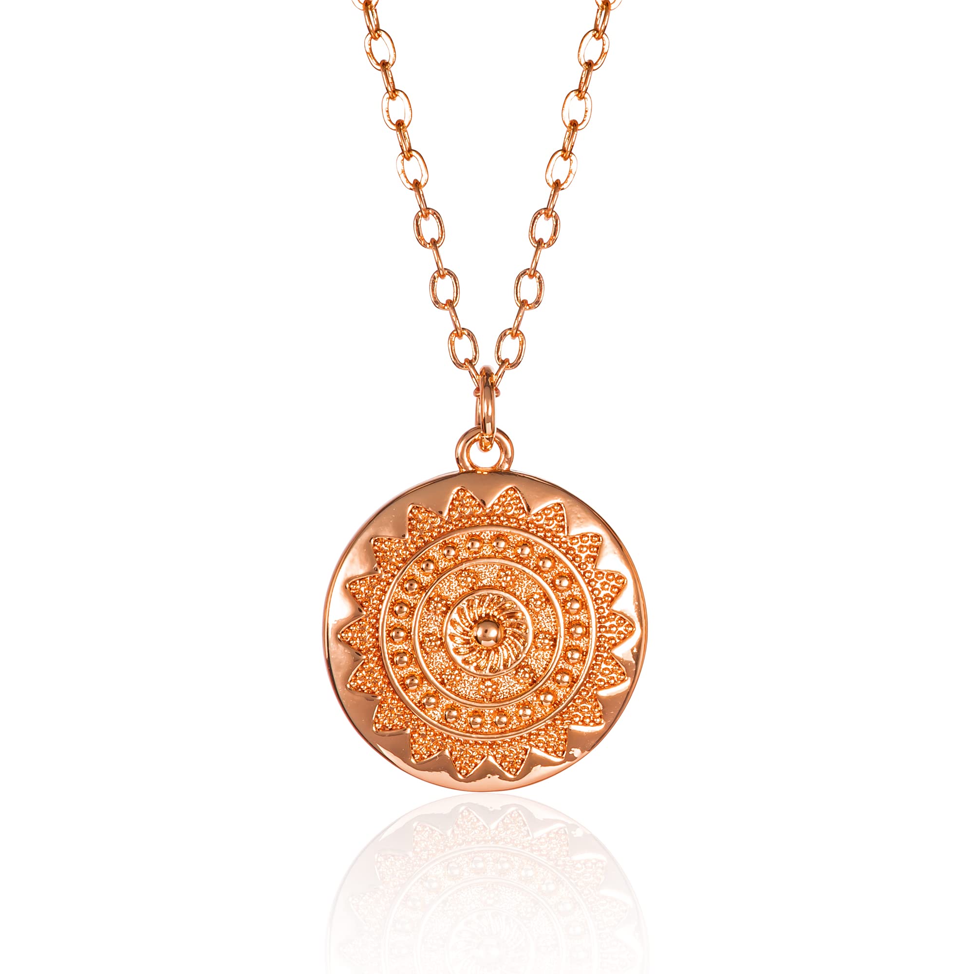 ZAVANA Collar Colgante Mandala para Mujer, Cadena y Colgante de Disco Redondo, Collares Mandala para Mujer y adolescentes, Bisuteria Mujer