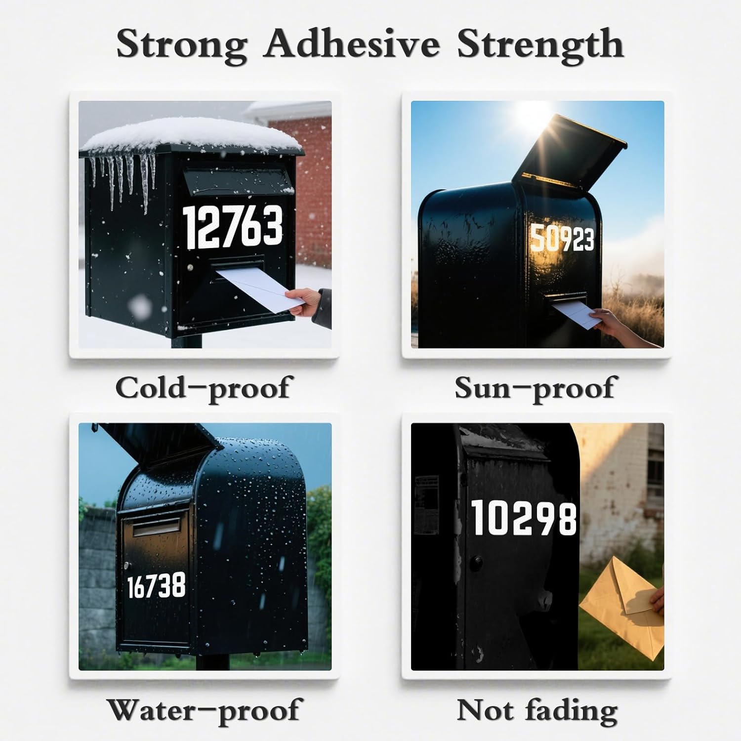 6 Inch Reflective Mailbox Numbers for Outside, 5 Sets Mailbox Letters Number Stickers, White Strong Self Adhesive Vinyl Reflective Stickers for Mail Box Trash Bins Signs