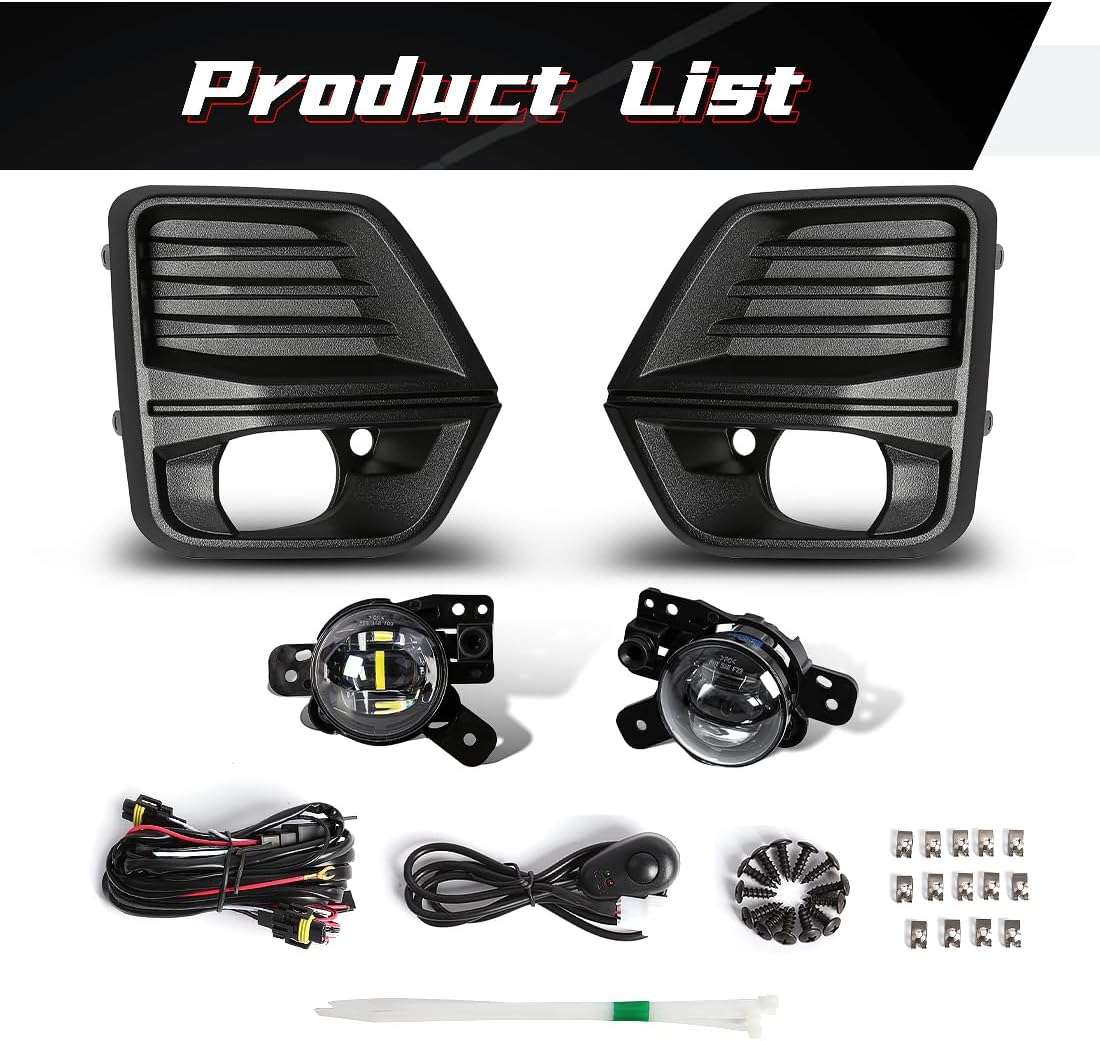 LED Fog Light For Chevy Colorado 2023 2024 Front Bumper Driving Lamps White LED Light Bulb With Bezel+Wire Harness