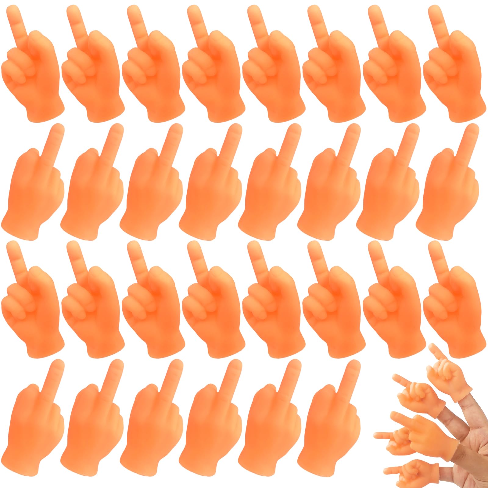 30 Pcs Middle Finger Puppet,Miniature Small Funny Hand Puppets,Rubber Little Tiny Finger Hands for Halloween,Christmas,Games,Parties, Fleshy