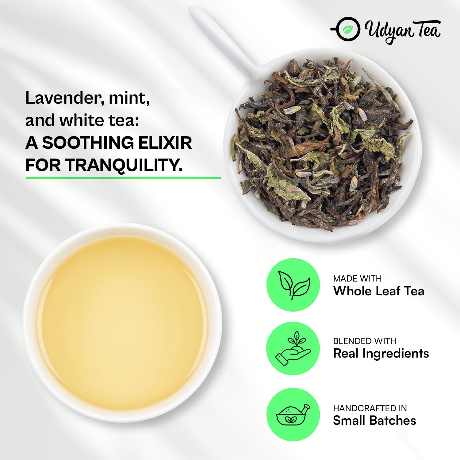 Udyan Tea Lavender Dew White Tea - 100g | Soothing Floral Blend with Lavender, Rose & Mint | Fresh Loose Leaf | Rich in Antioxidants for Healthy Skin 1