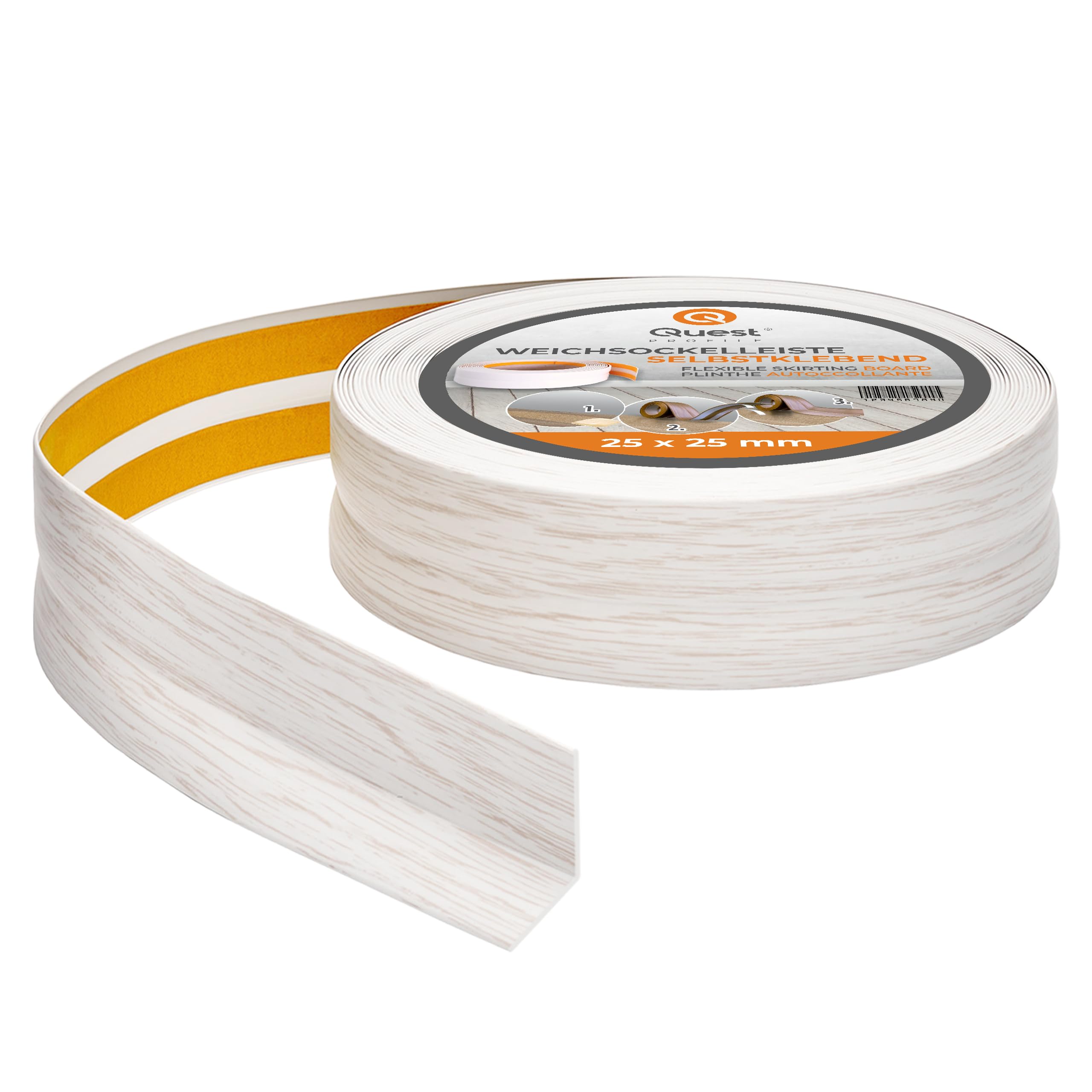Quest Rodapié Flexible PVC 25x25 mm Autoadhesivo - Abedul, 15 m
