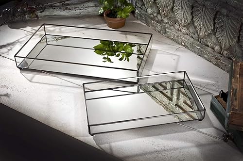 Miniatura 4 de Bandeja de cristal con espejo decorativa de baño vanidad cosmética organizador de maquillaje joyería exhibición perfume titular aparador decoración