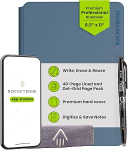 Rocketbook Pro Smart Reusable Notebook, Letter 8.5x11, Blue