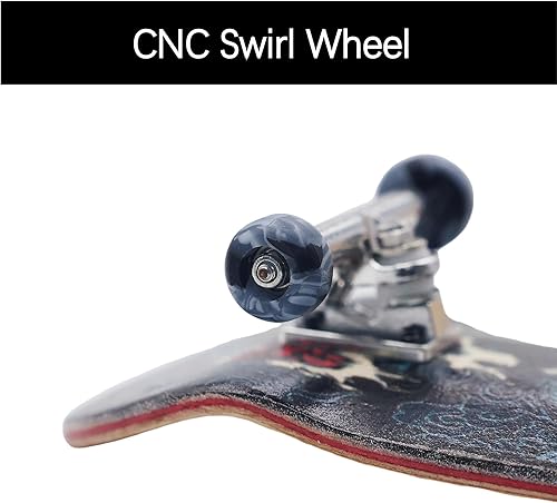 Miniatura 5 de RACOFSB Diapasón profesional de 1.339 in, tablero de madera profesional, patineta, camiones, ruedas de remolino CNC (dragón)