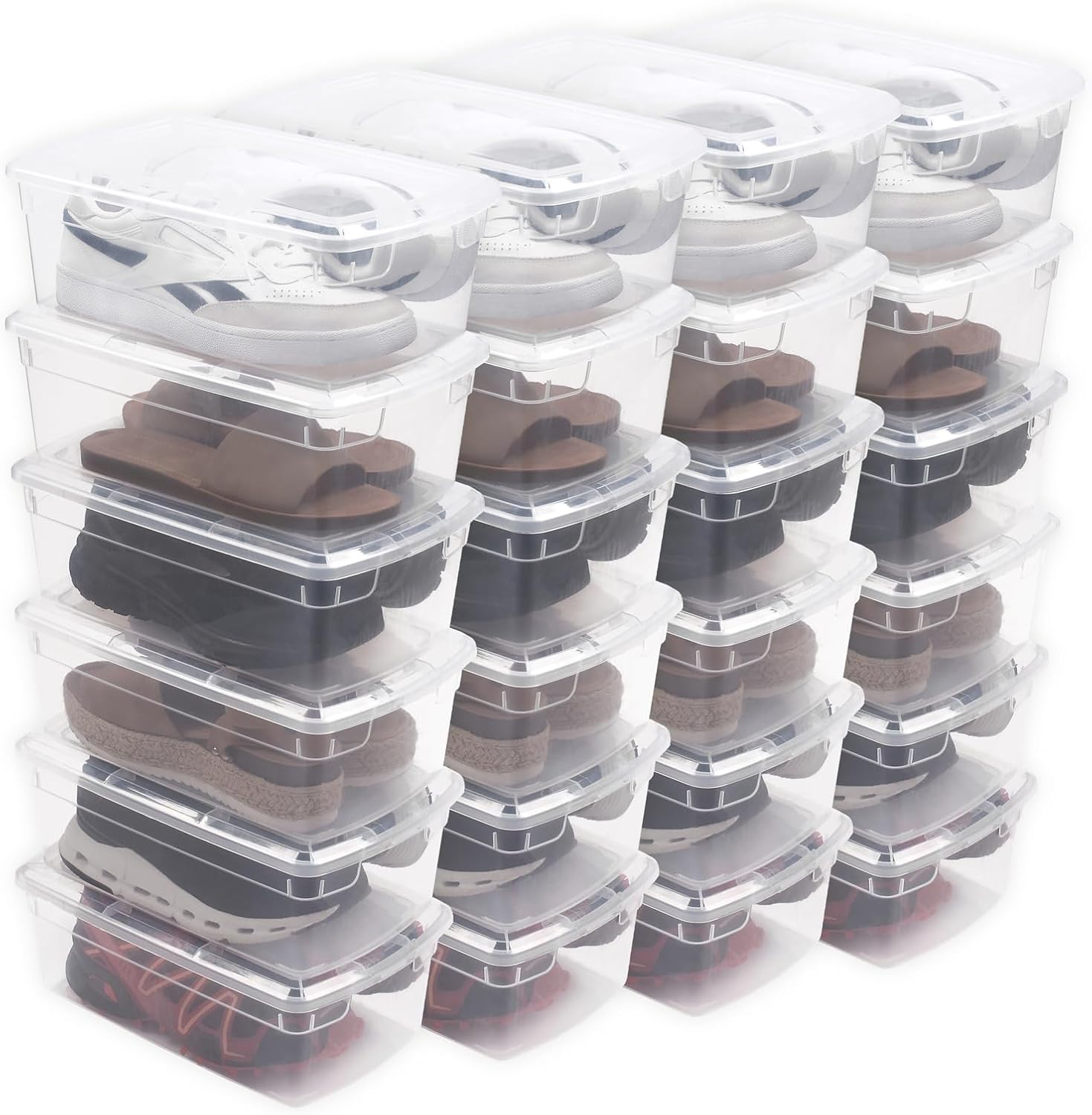 ORGANIZE-IT!,Pack of 24-6QT Ultra Premium Clear Shoe Box, Modular Storage Box for Shoes, Versatile Organization and Storage Box with Clear Base and Lid, 12.9" L X 7.9" W X 4.7" H