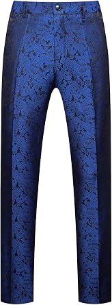 MOGU Mens Tuxedo Suit Pants for Wedding Party Jacquard Floral Design