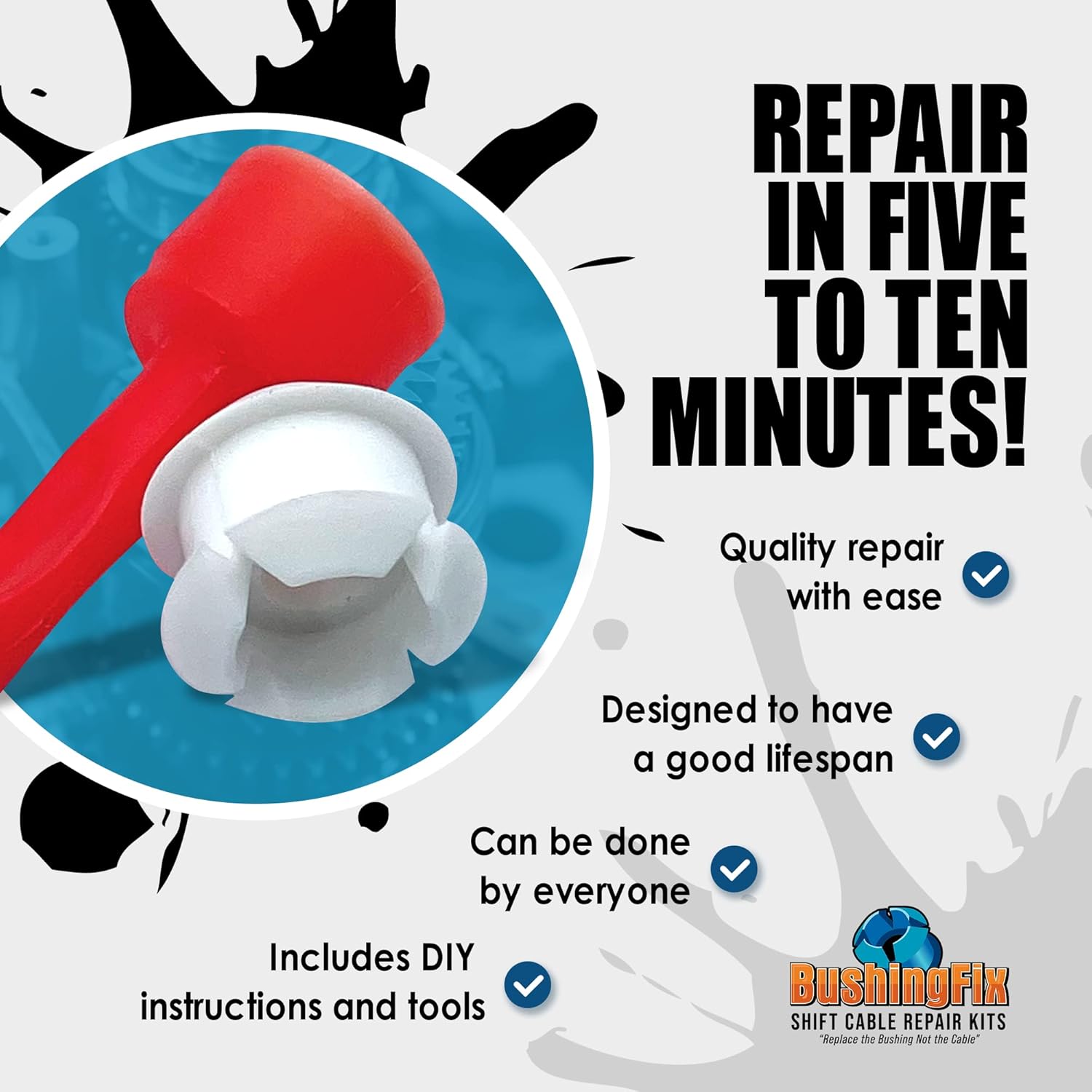 BushingFix TB1Kit - Automatic Transmission Shift Cable Bushing Repair Kit, Replacement Shifter Cable Bushing, Quality Transmission Repair Kit, Compatible with Chevrolet, Jeep, Ford and Other Brands