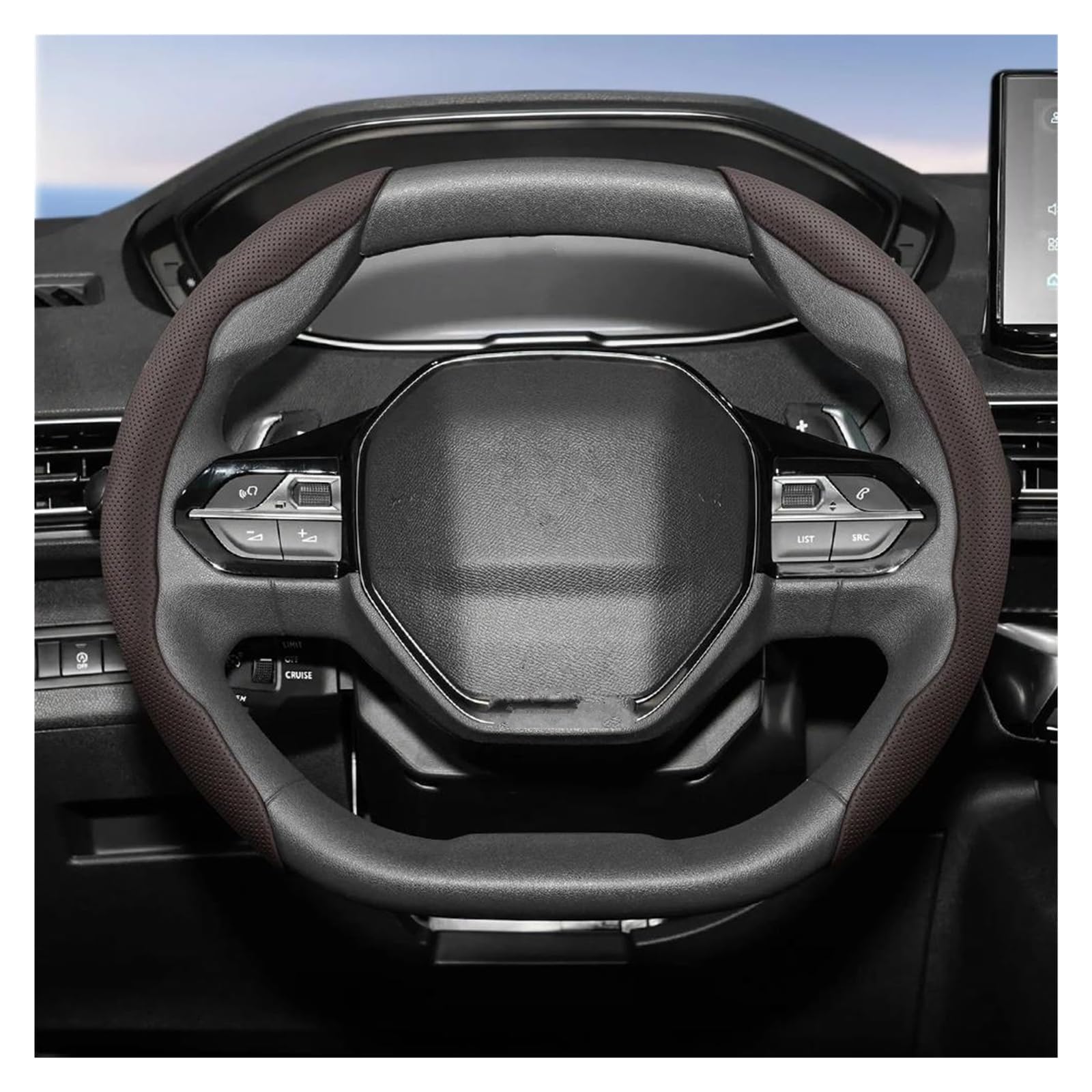 Volante Automóvil Funda Volante Transpirable Segmentada para Peugeot 206 208 3008 308 207 307 2008 508 5008 407 107 106 Protector Volante Coche(Mocha Oval 2P)