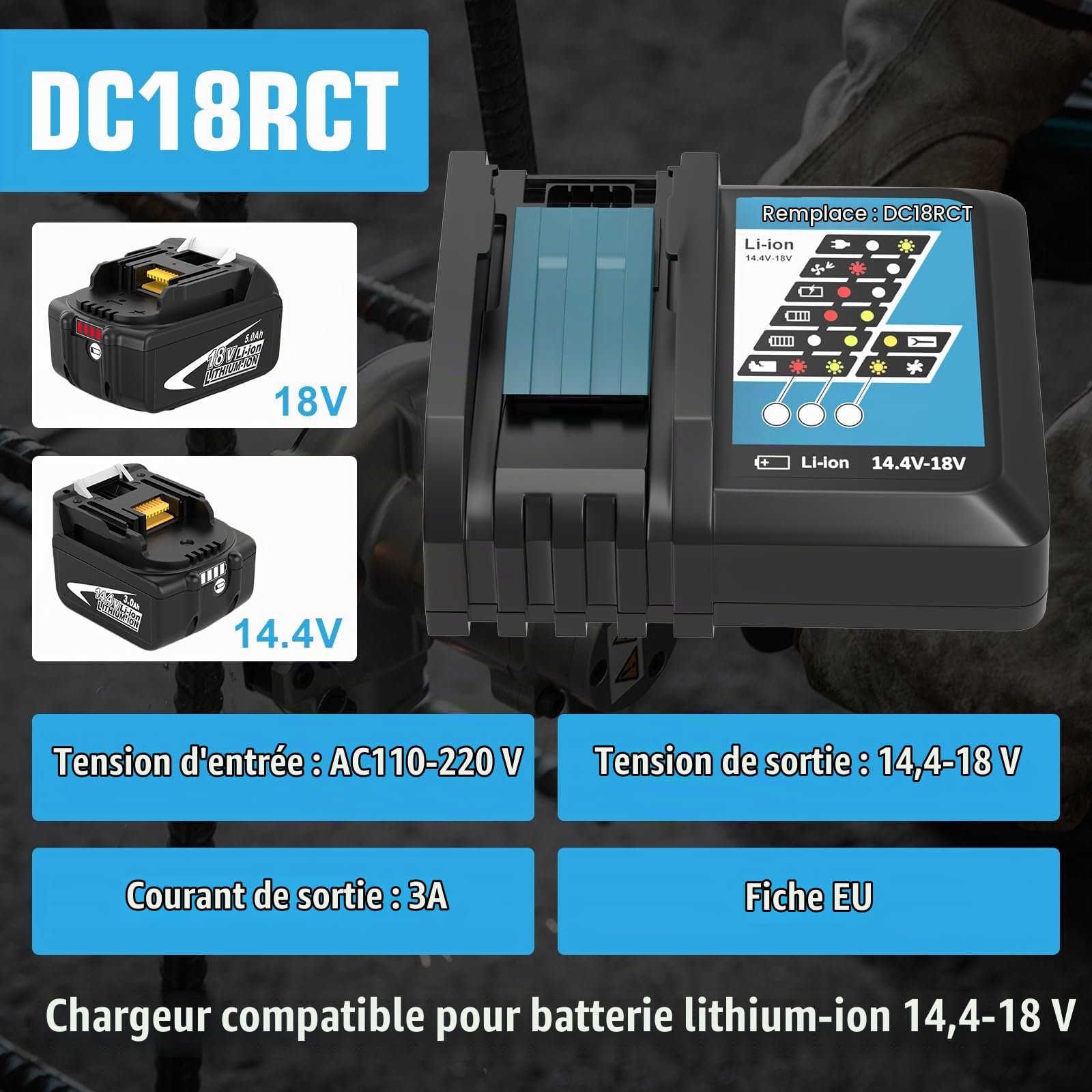 2X Rechange BL1850B pour Makita Batterie 18V 5,0Ah Compatible avec Chargeur 3 A DC18RCT BL1860B BL1840B BL1835B BL1850BB BL1845B BL1860 BL1850 194205-3 LXT-400 avec Outil