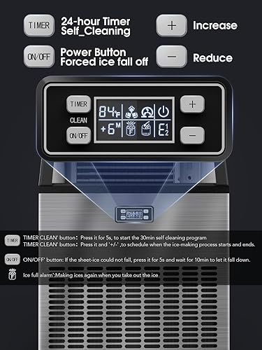 Miniatura 4 de Joy Pebble Máquina de hielo comercial, 265 libras/24H/11,500 piezas, 120 piezas/ciclo, control de tamaño de hielo, temporizador de 24 horas, máquina