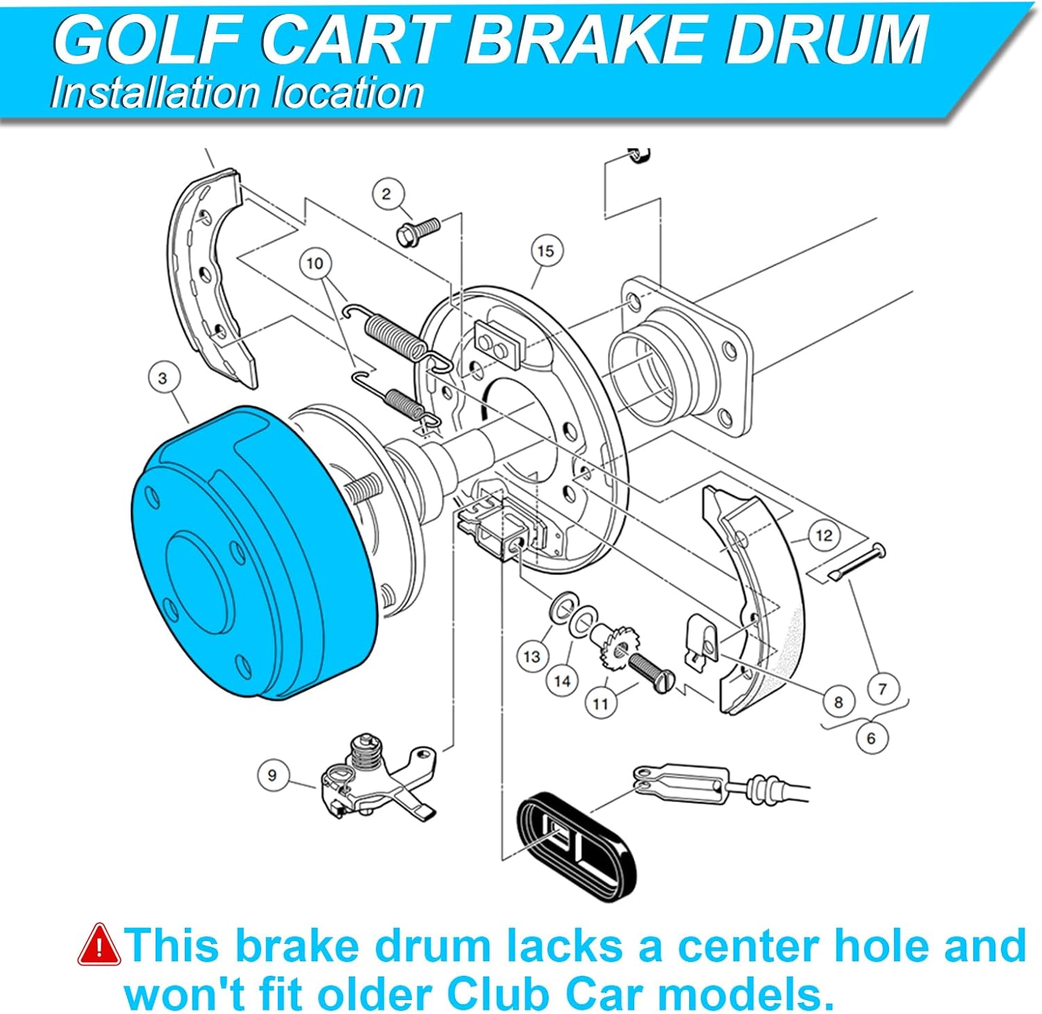 Club Car Brake Drums, Golf Cart Brake Hubs for Club Car DS(1995-UP) &Precedent (2004-UP) Gas&Electric Golf Cart Models, OEM# 101791101, 2PCS