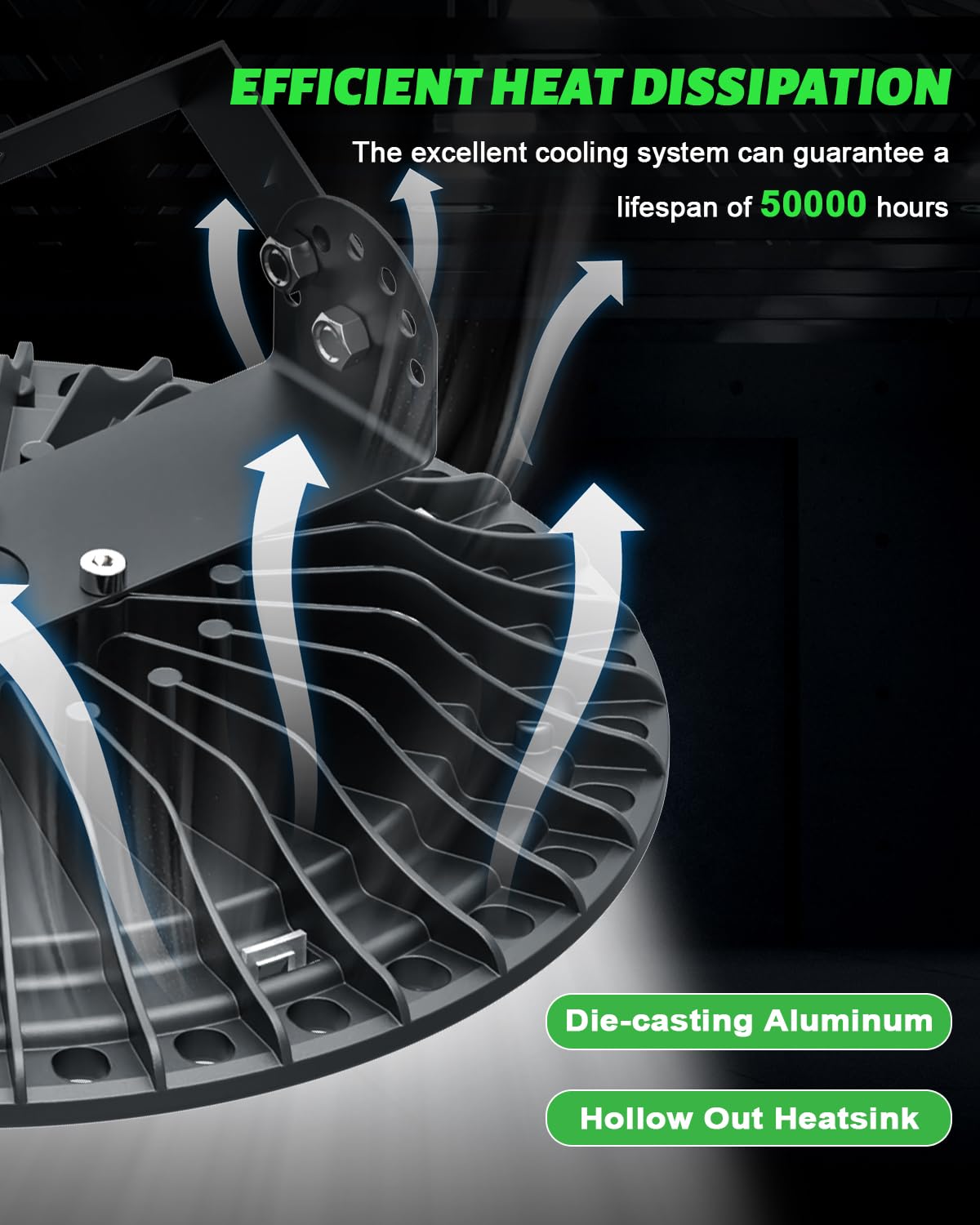 Viugreum High Bay LED Shop Lights 500W UFO LED High Bay Light 50 000LM 120V LED High Bay — view 4