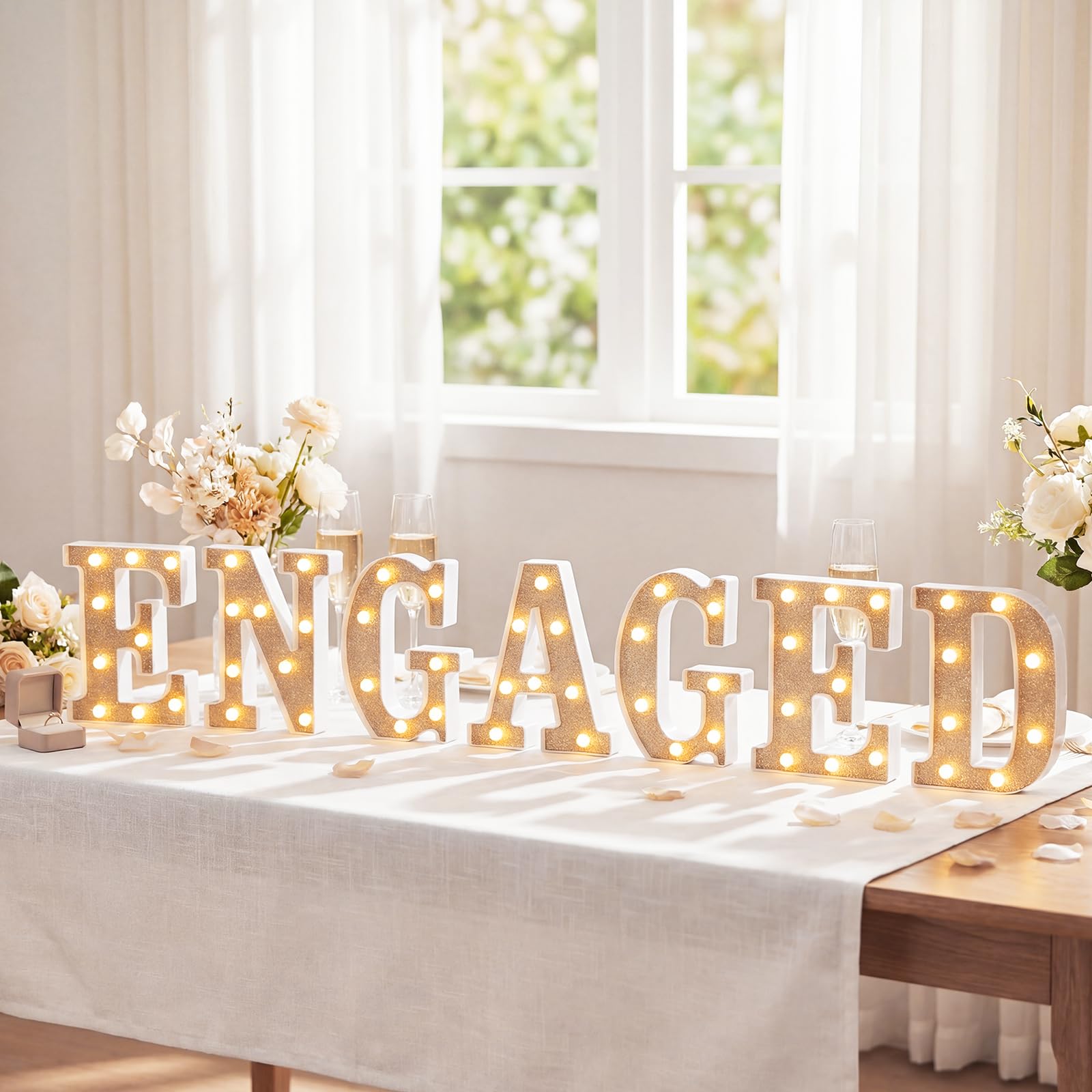 Photo 1 of Jowwcen "ENGAGED" LED Letter Light Sign, Champagne Gold